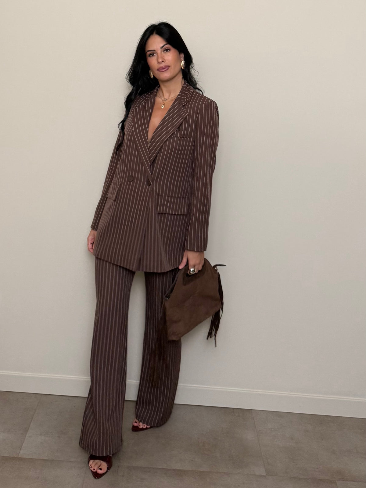 Tailleur gessato cioccolato