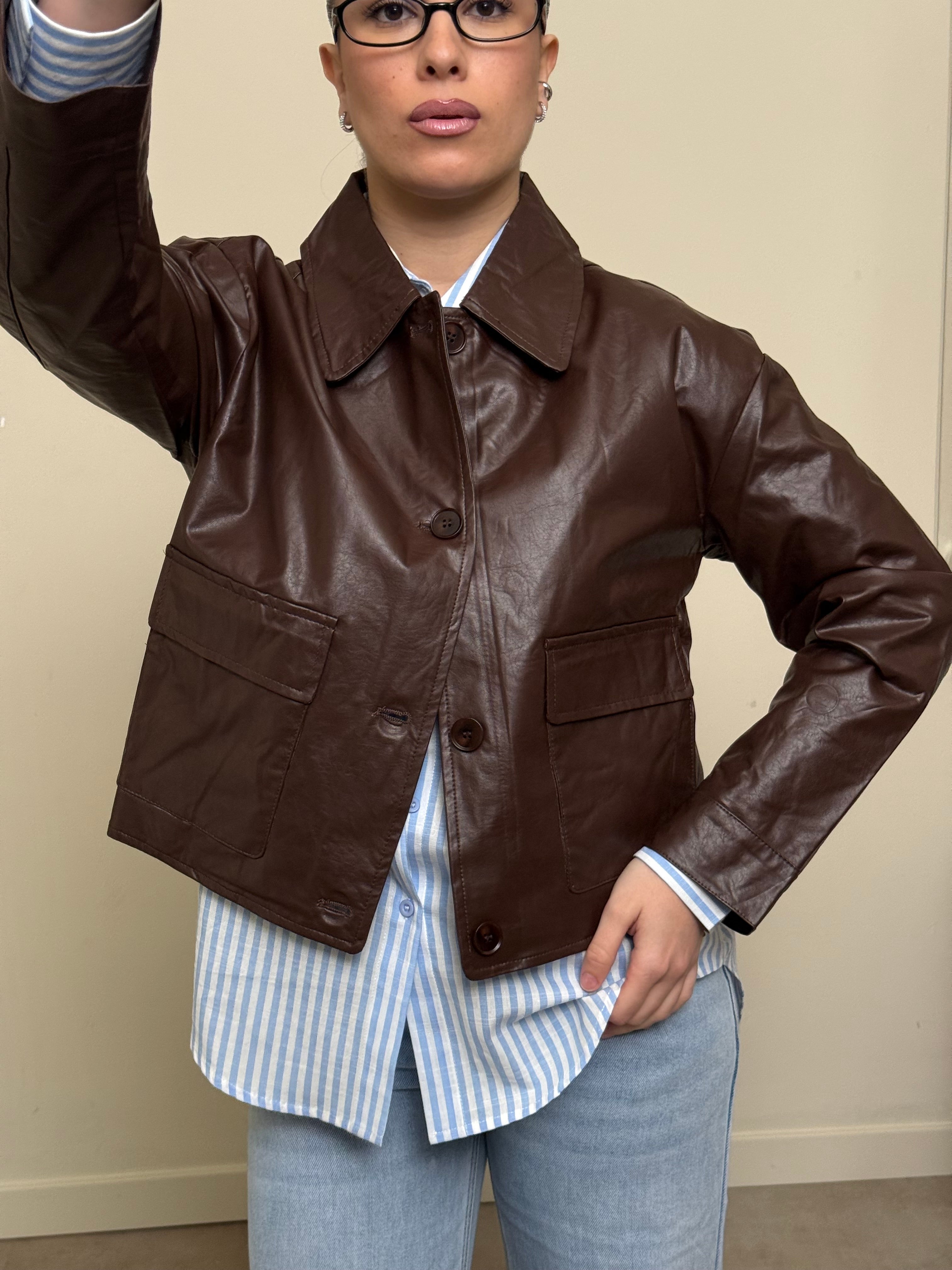 Giacca ecopelle cioccolato