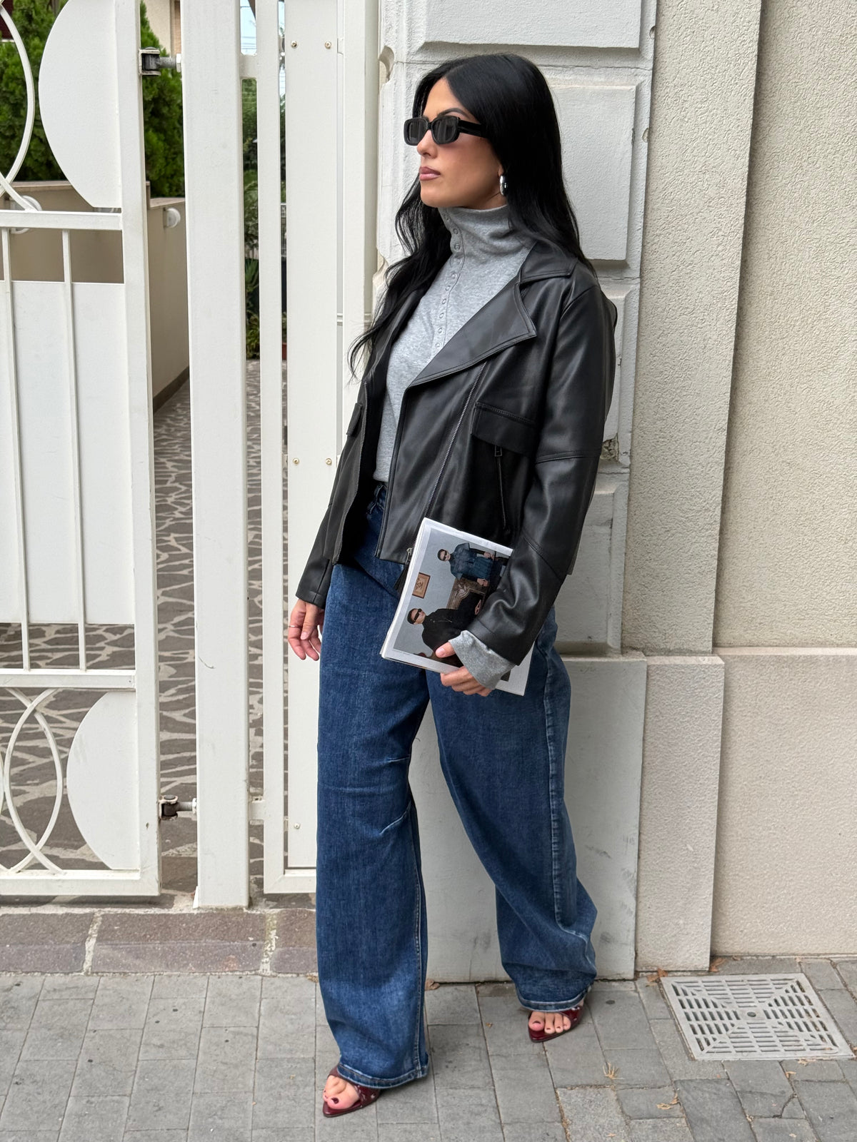 Giacca ecopelle nero