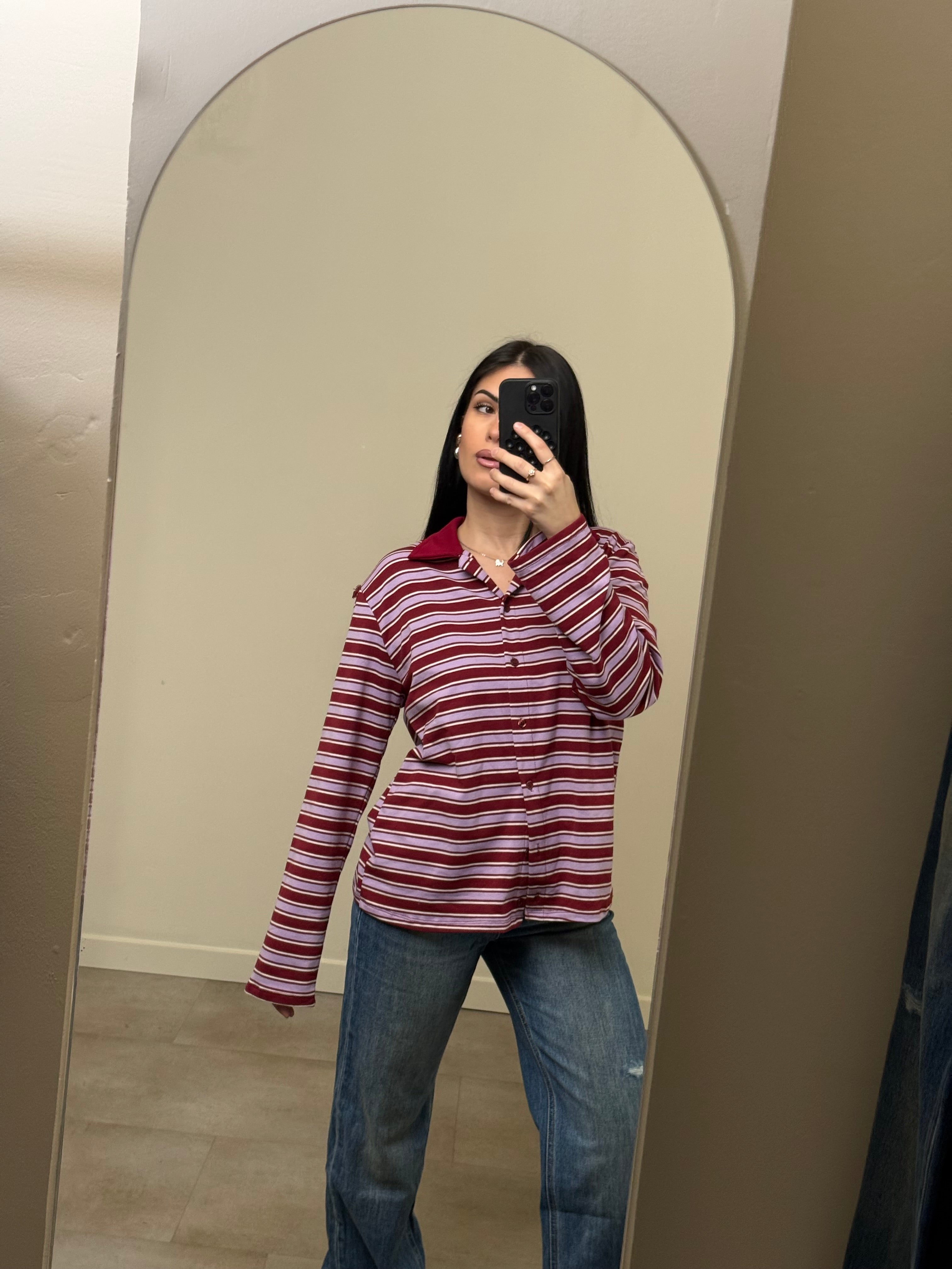 Polo bottoni a righe love