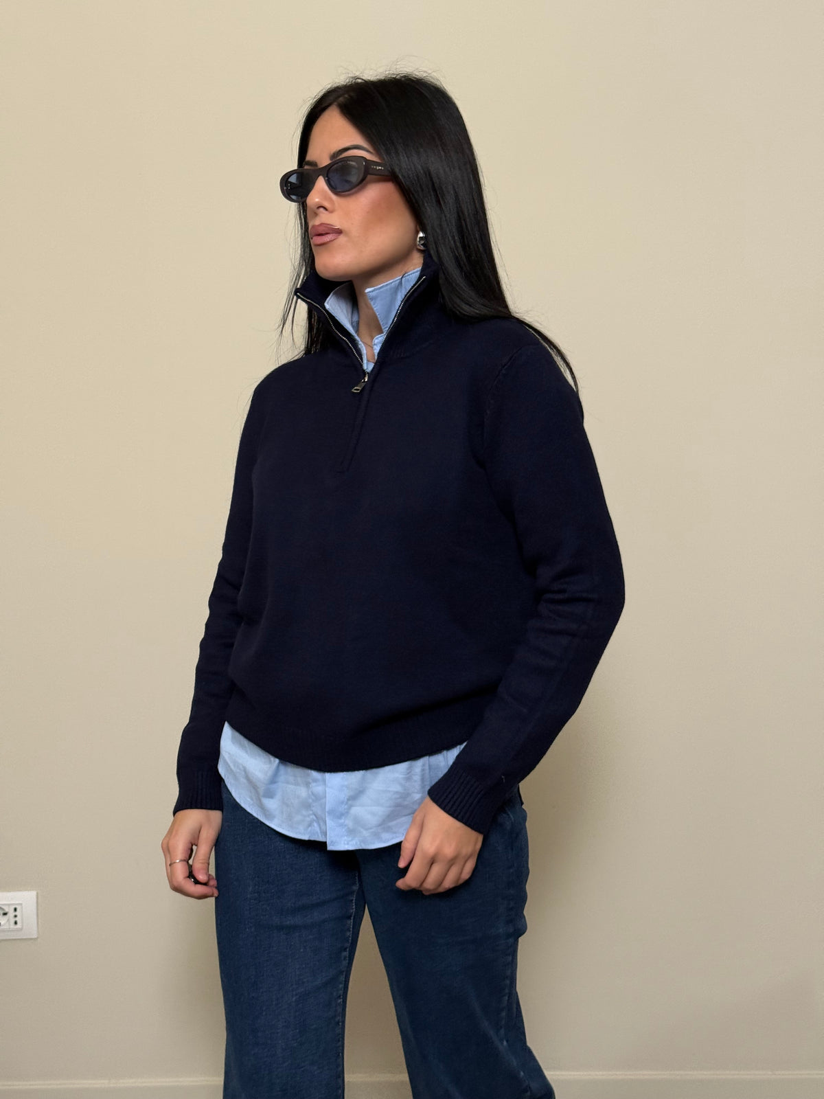 Maglioncino zip blu
