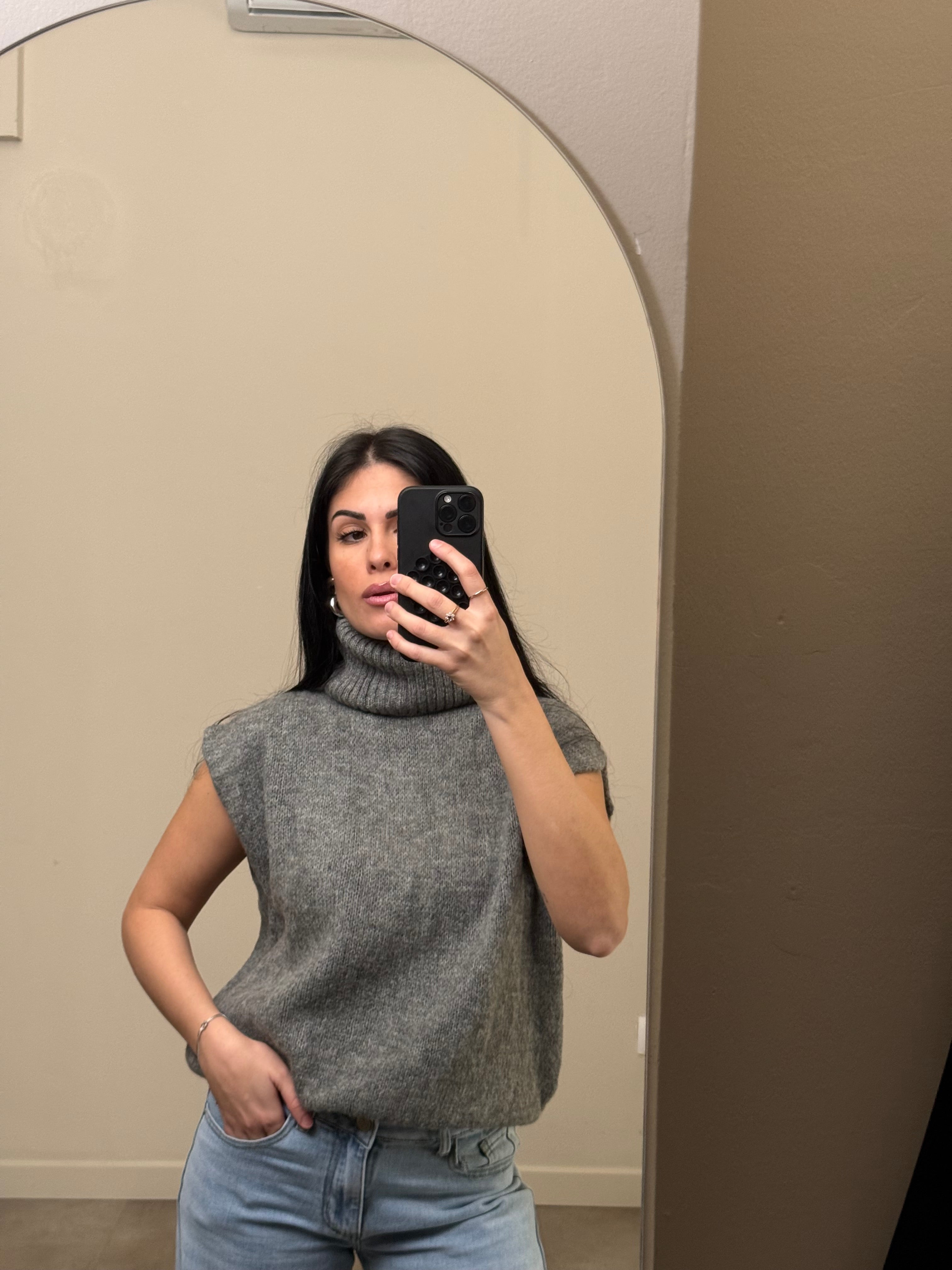 Gilet collo alto lana e alpaca