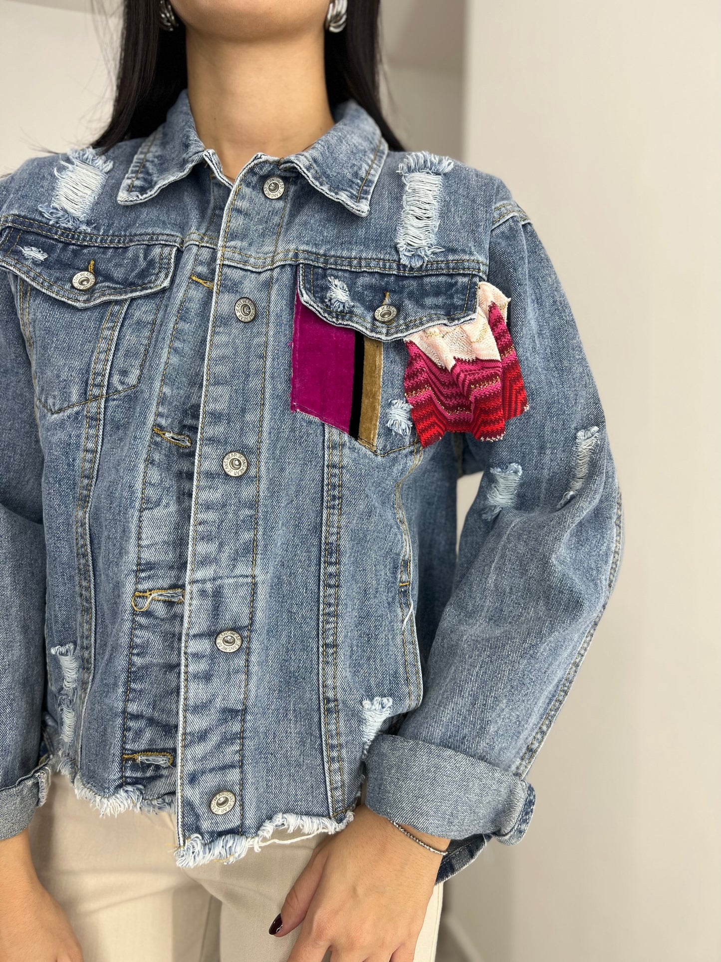 Giacca di jeans patchwork