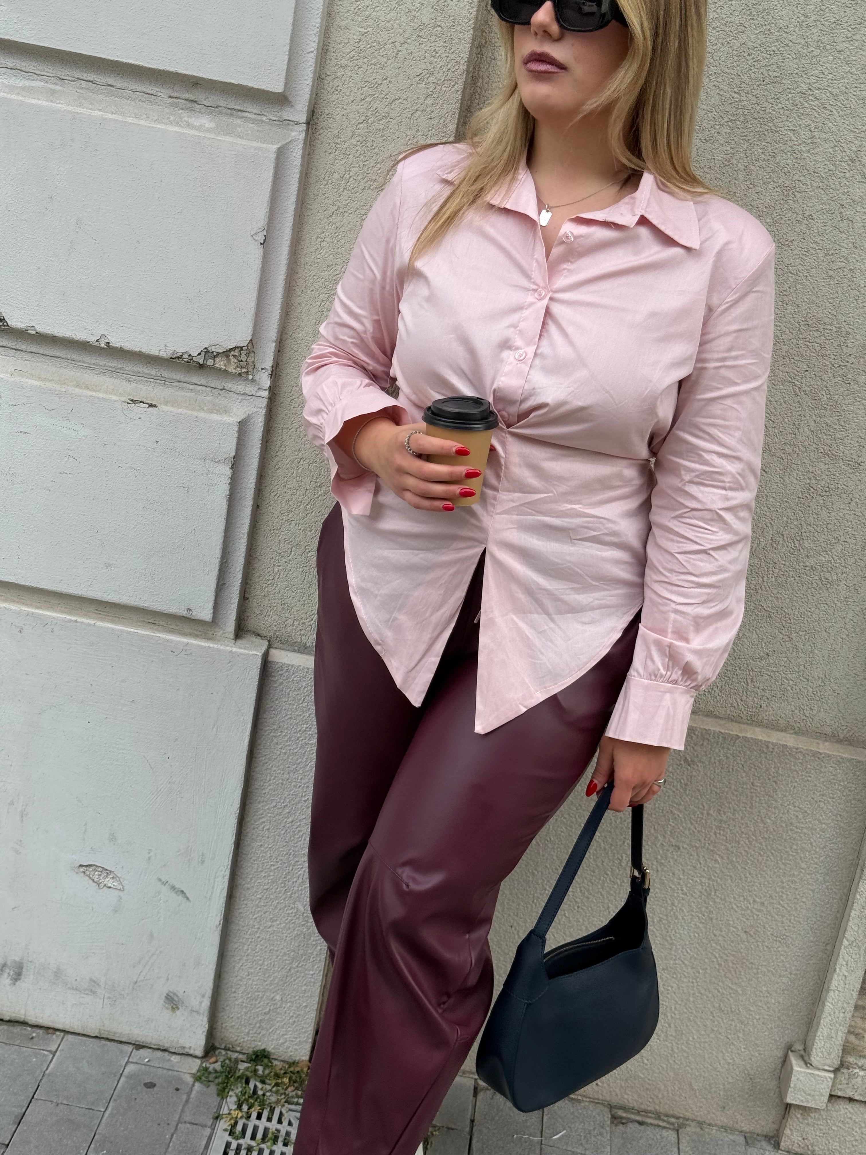 Camicia laccio rosa freddo