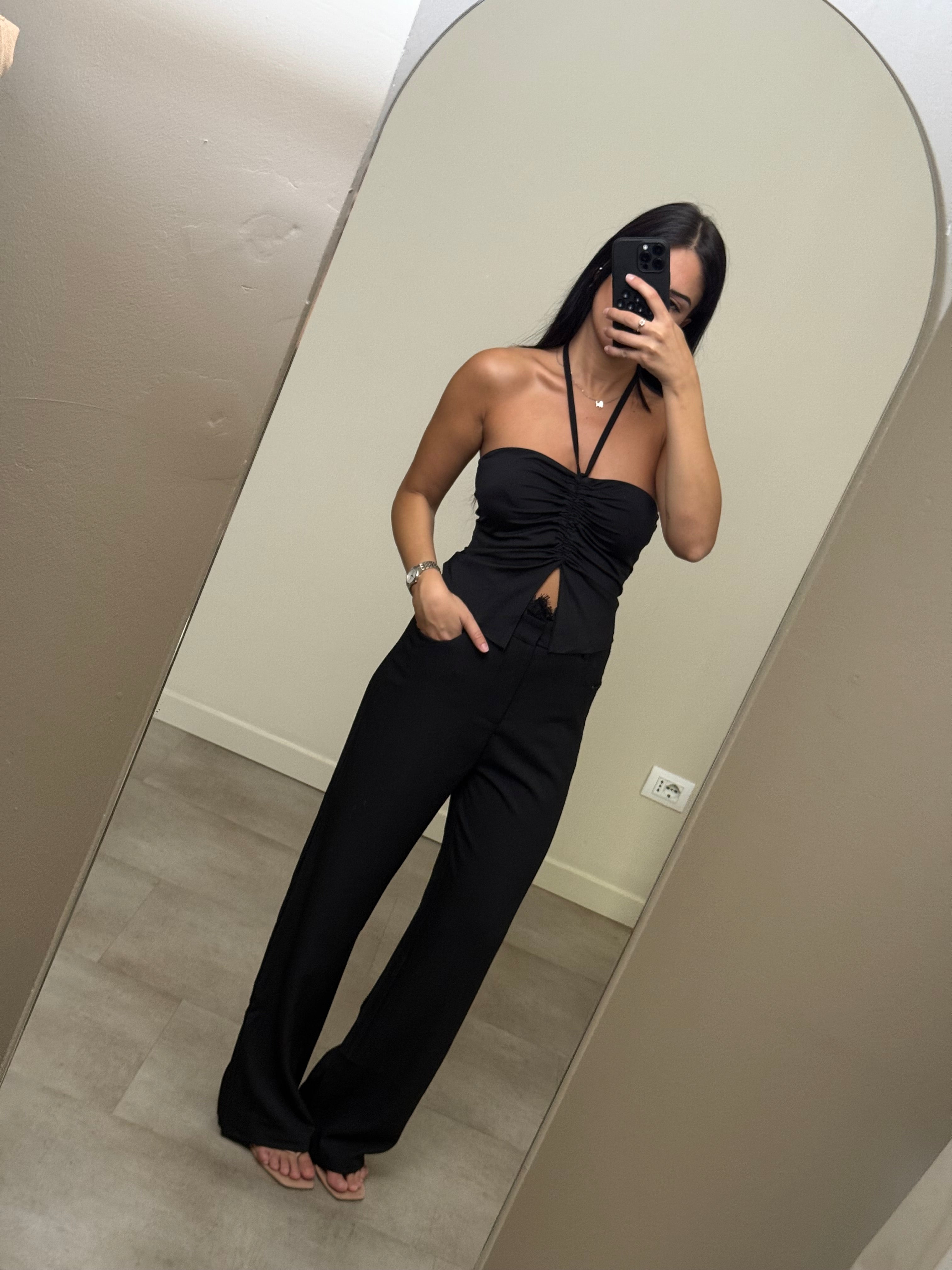 Pantalone nero pizzo