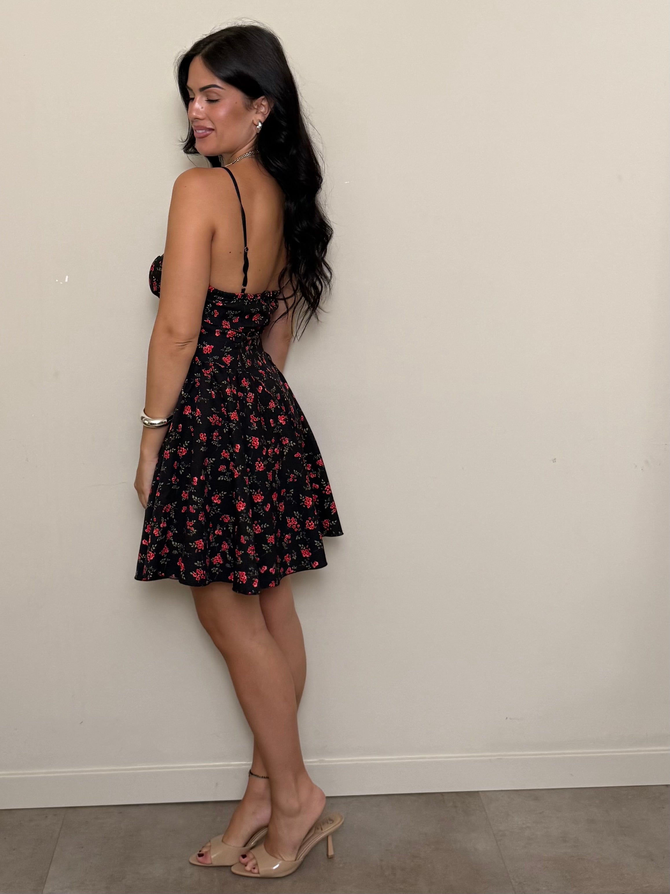 Mini dress fiori nero