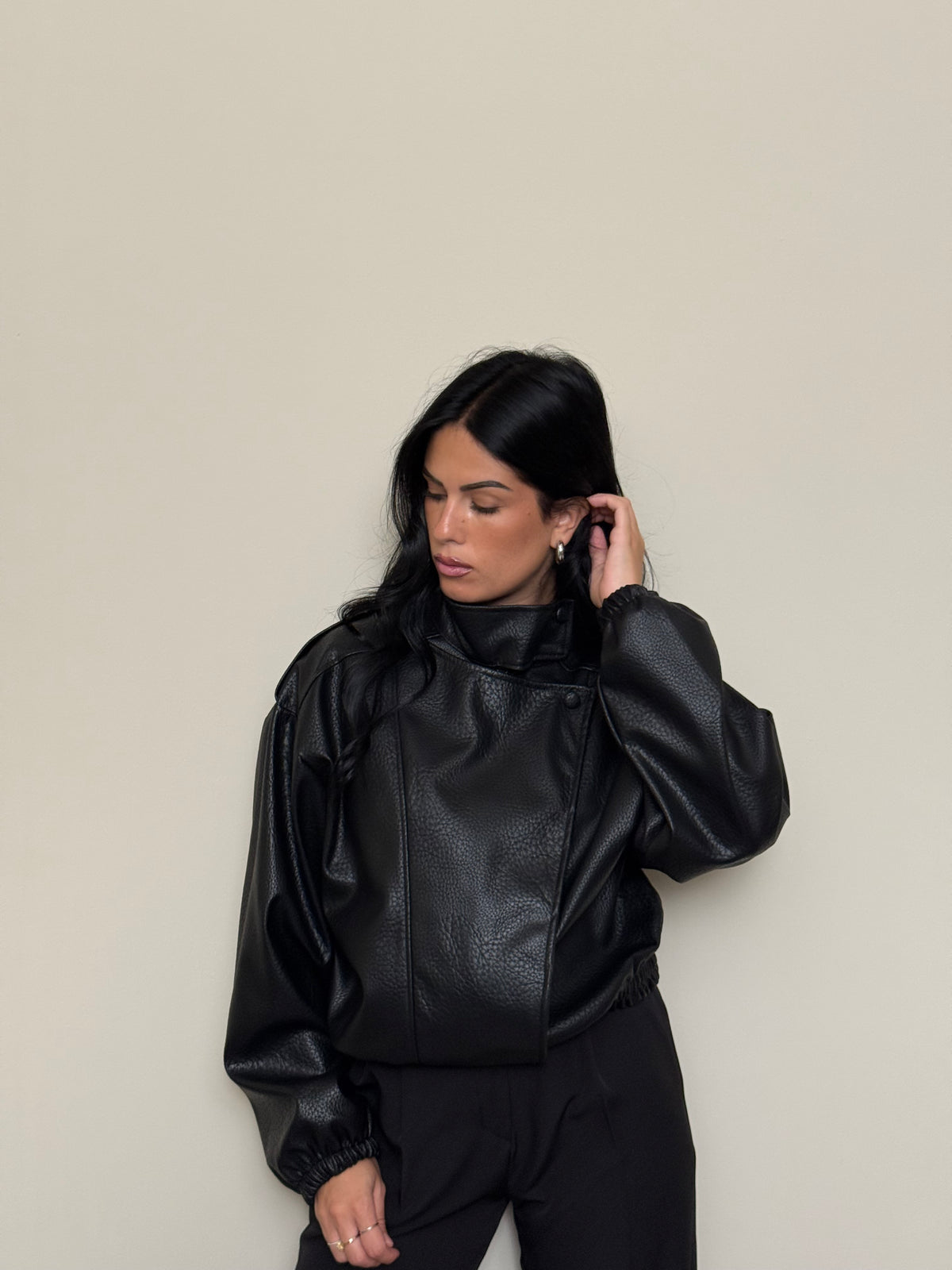 Bomber ecopelle nero