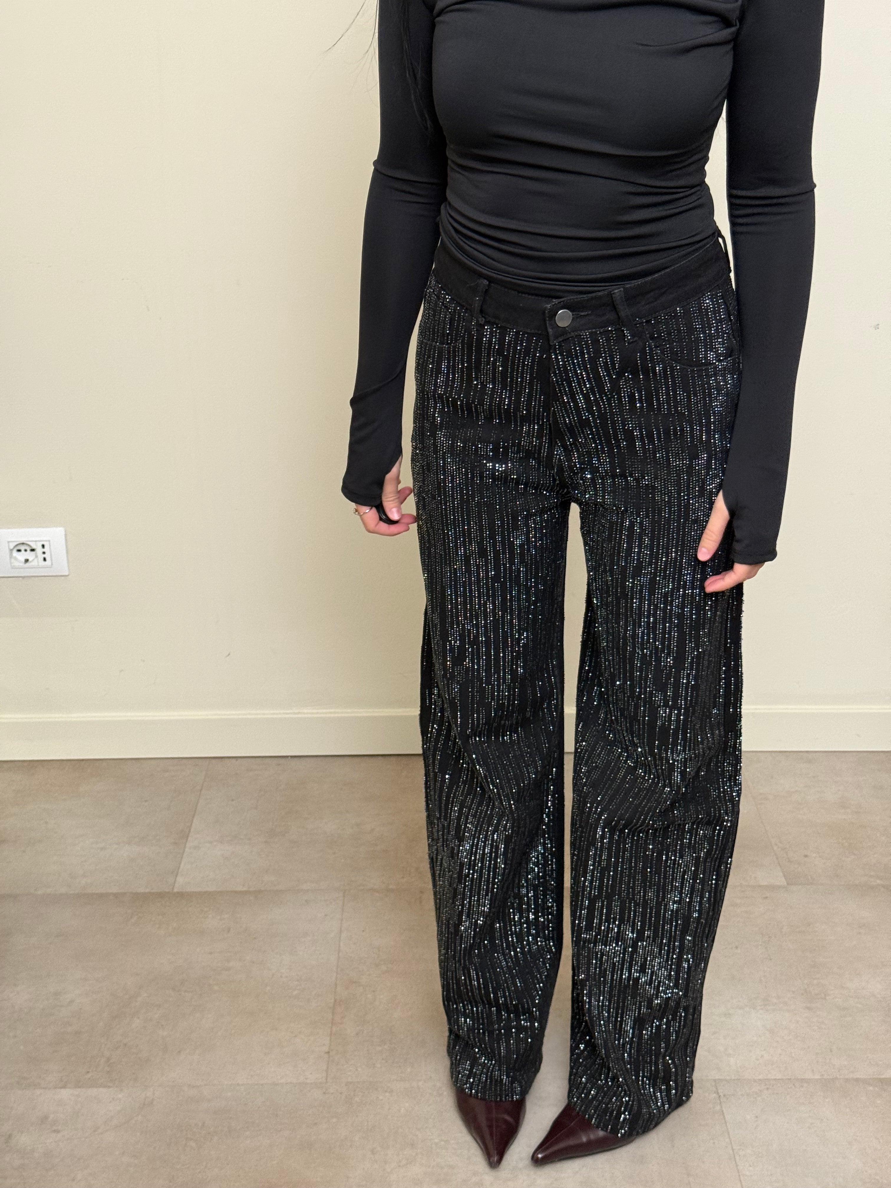 Jeans glitter nero