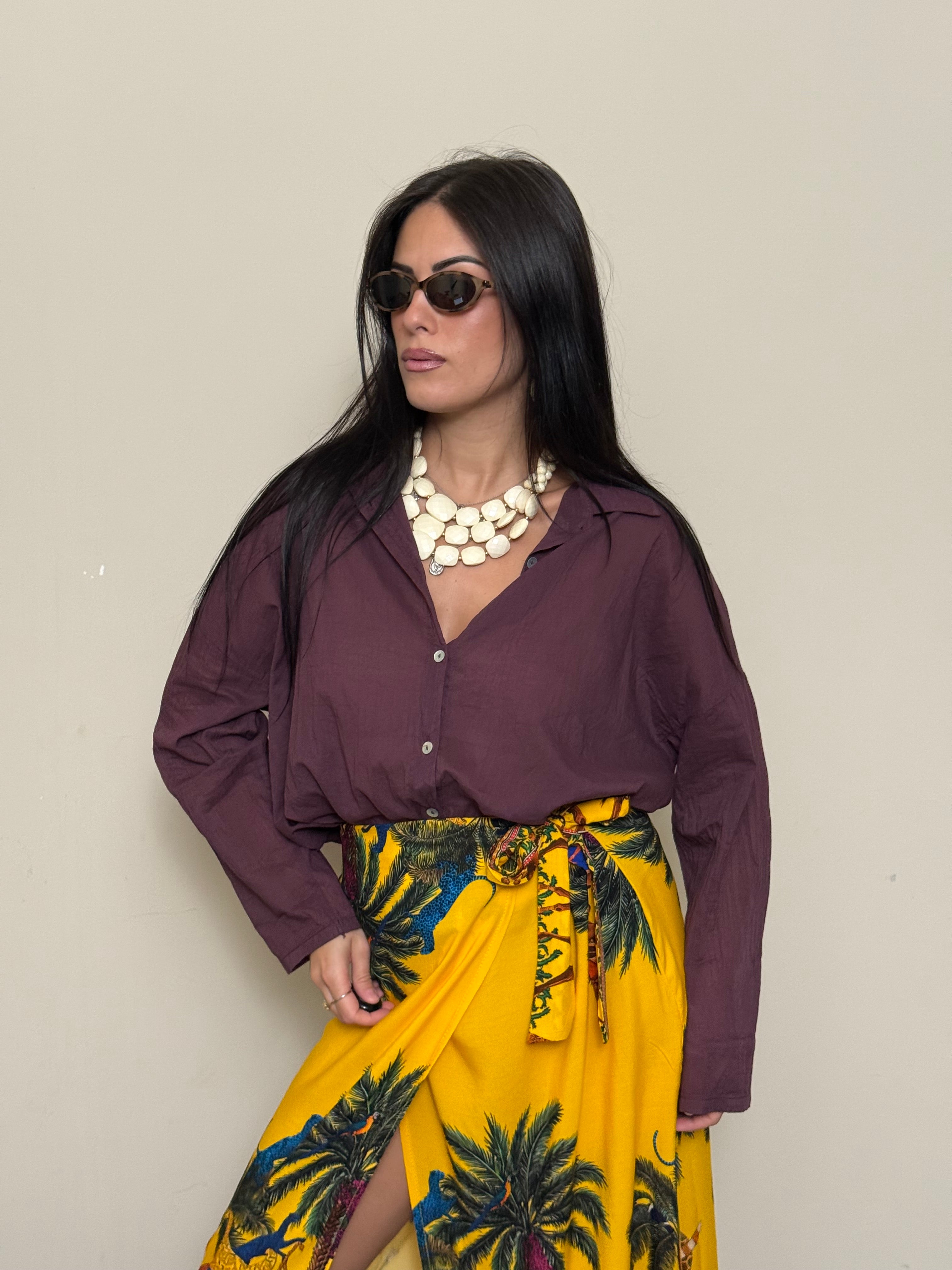 Camicia cotone bordeaux