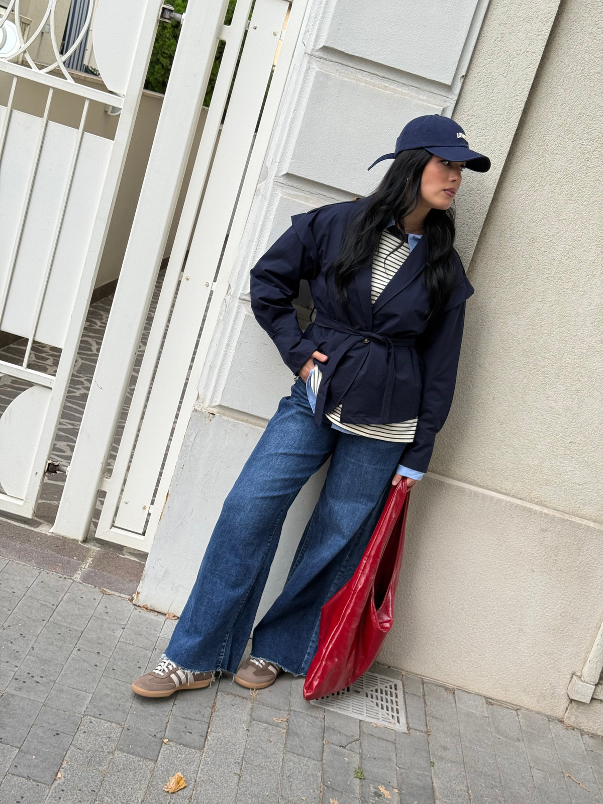 Trench corto blu