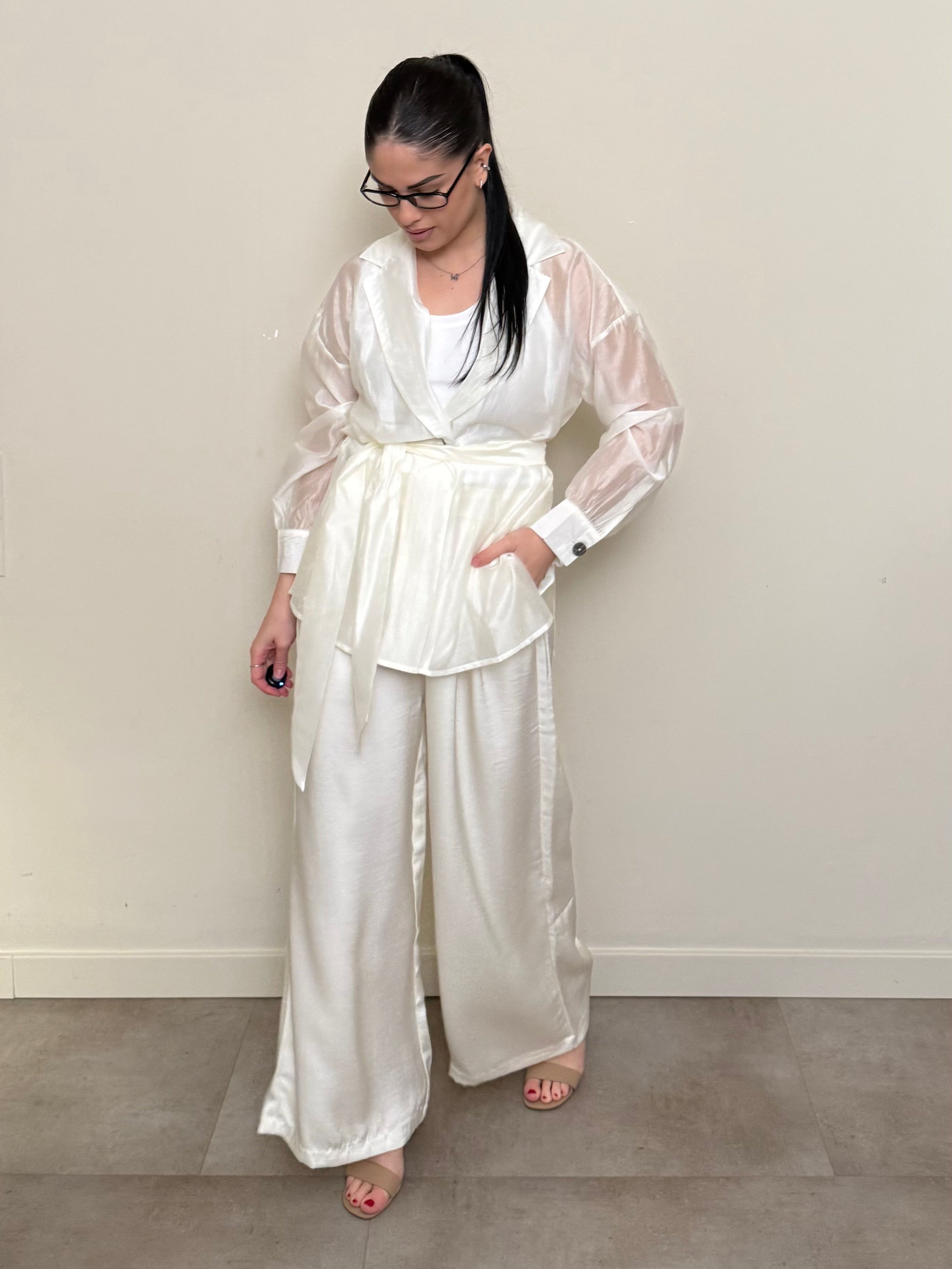 Pantalone elegante viscosa burro