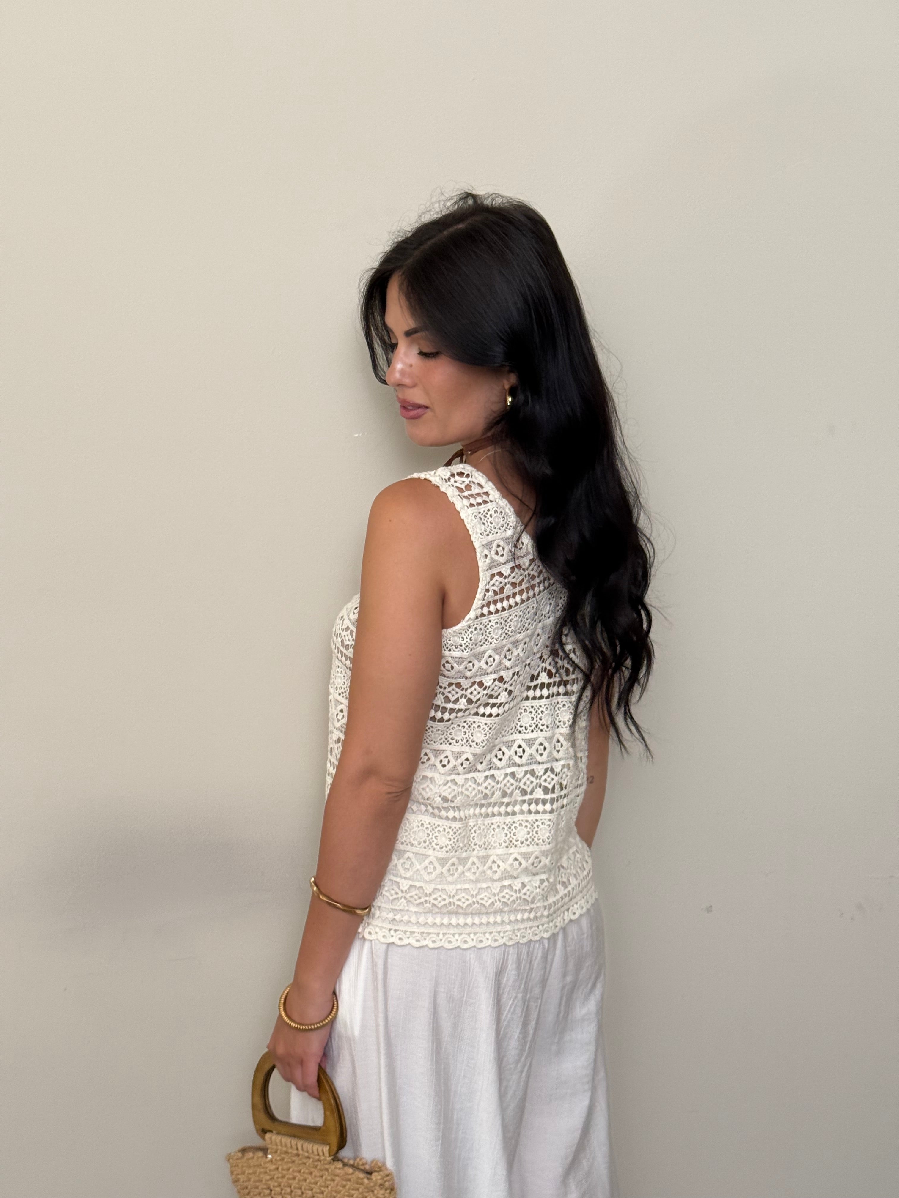 Canotta crochet avorio