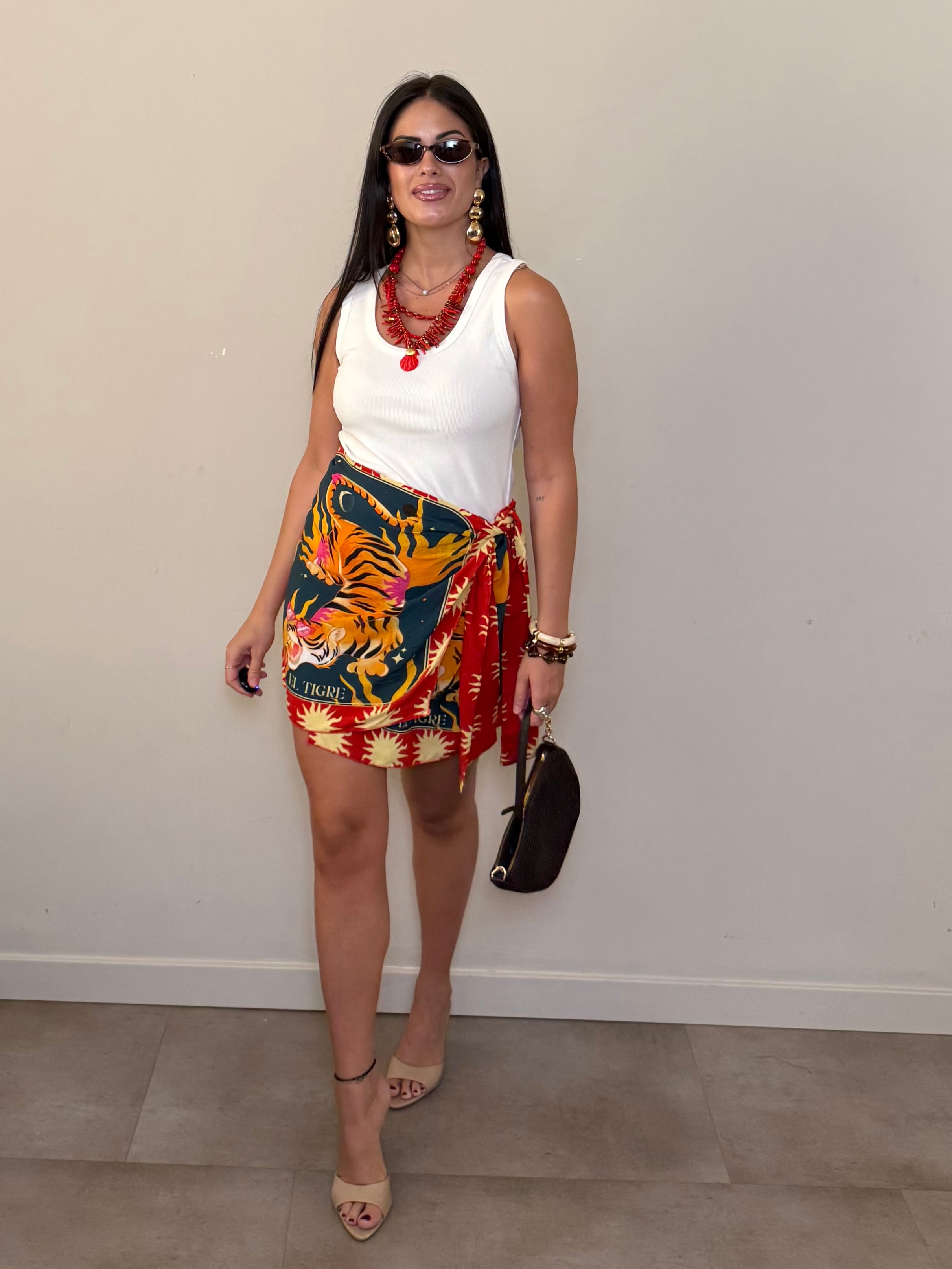 Pareo corto tigre rosso