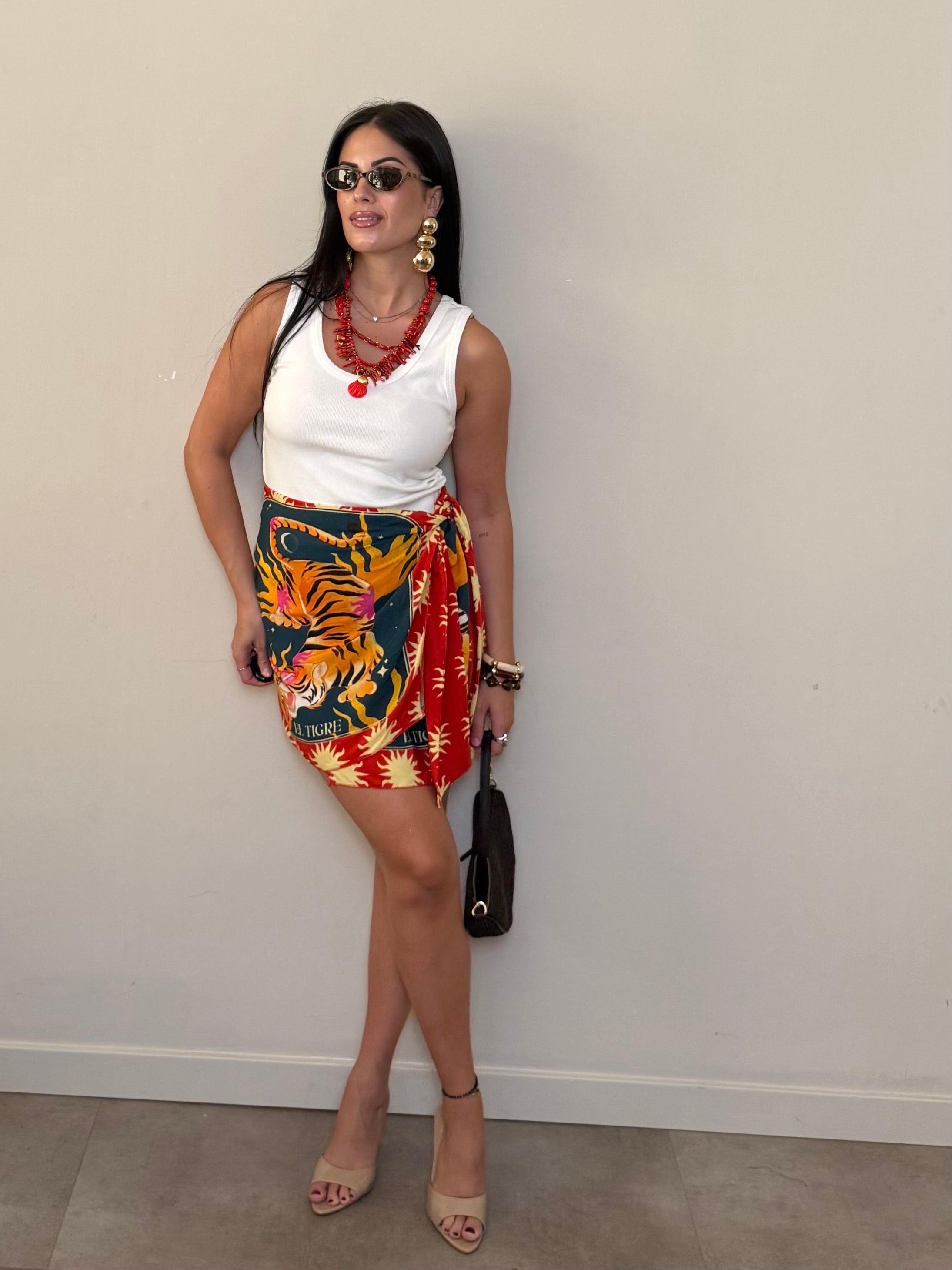 Pareo corto tigre rosso