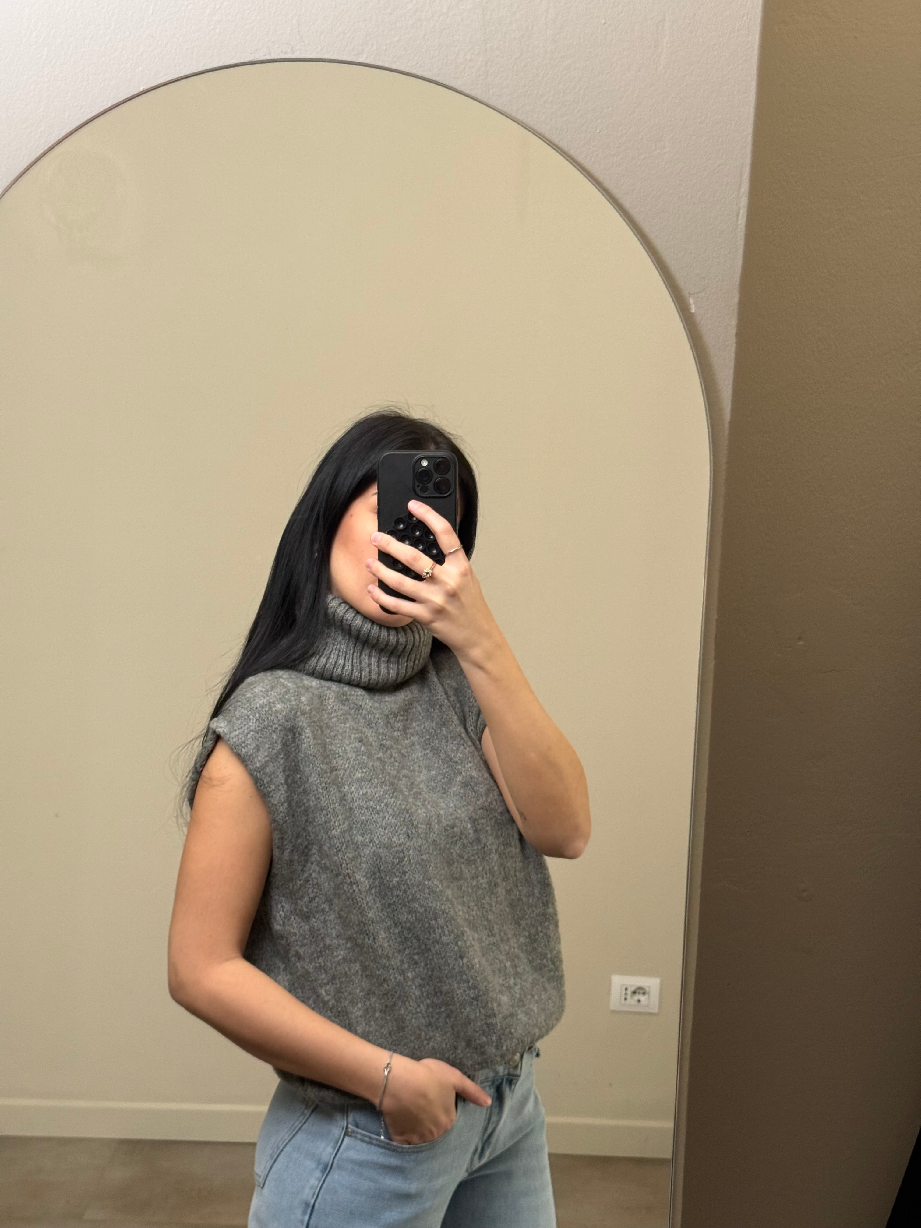 Gilet collo alto lana e alpaca