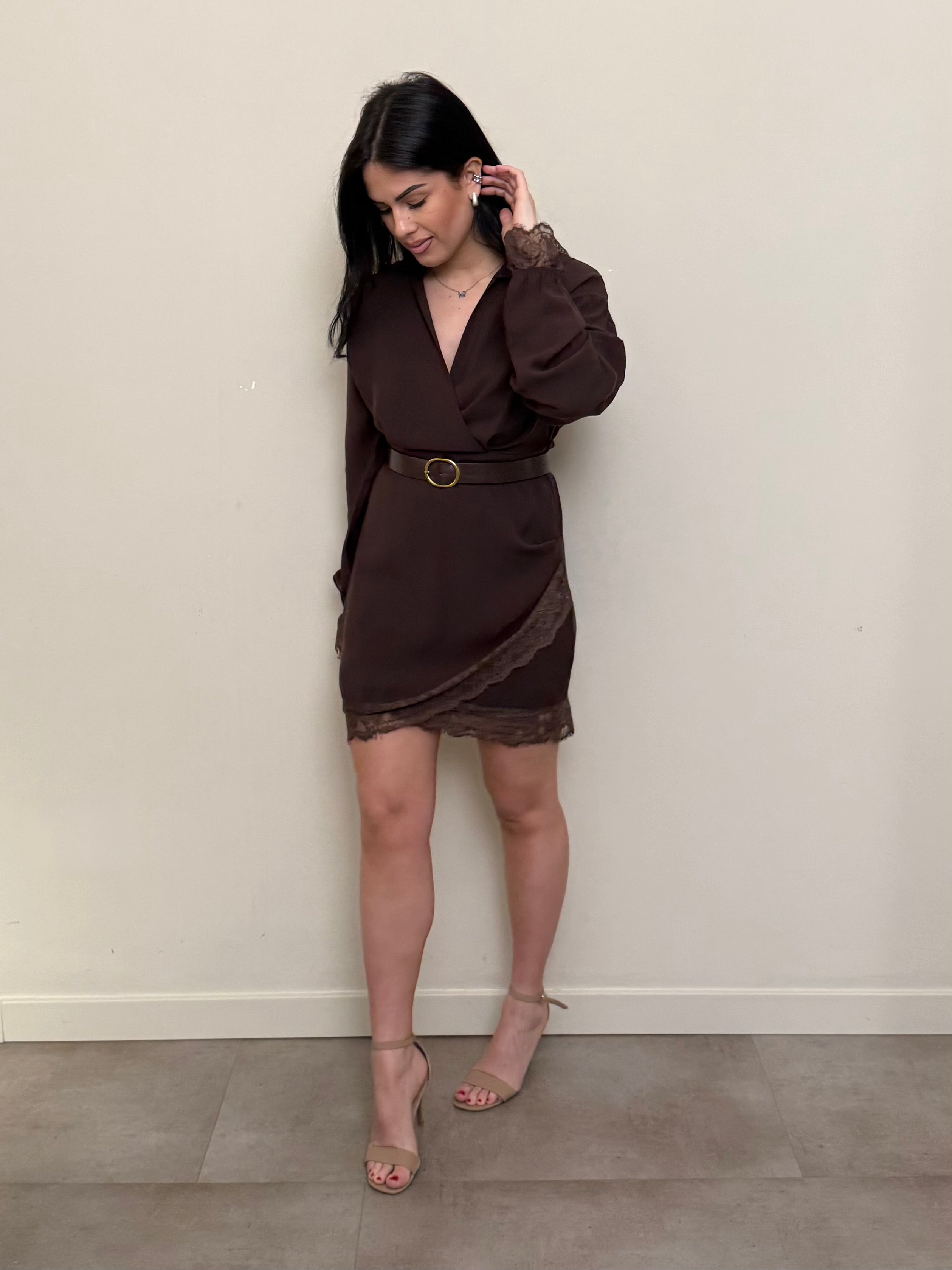 Mini dress pizzo cioccolato