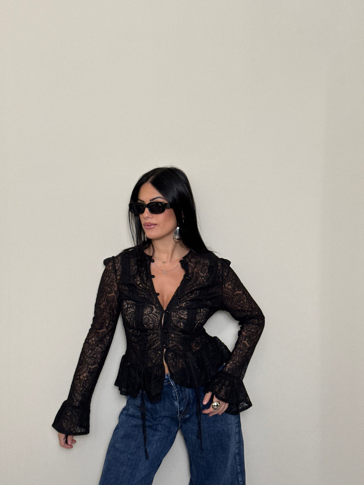 Camicia pizzo nera