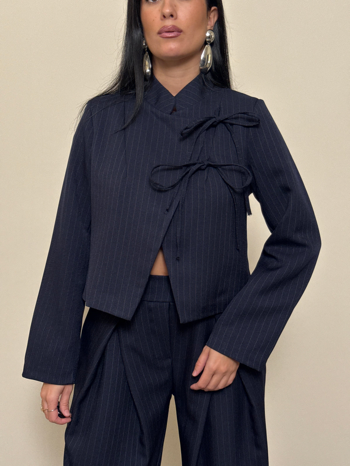 Tailleur gessato blu