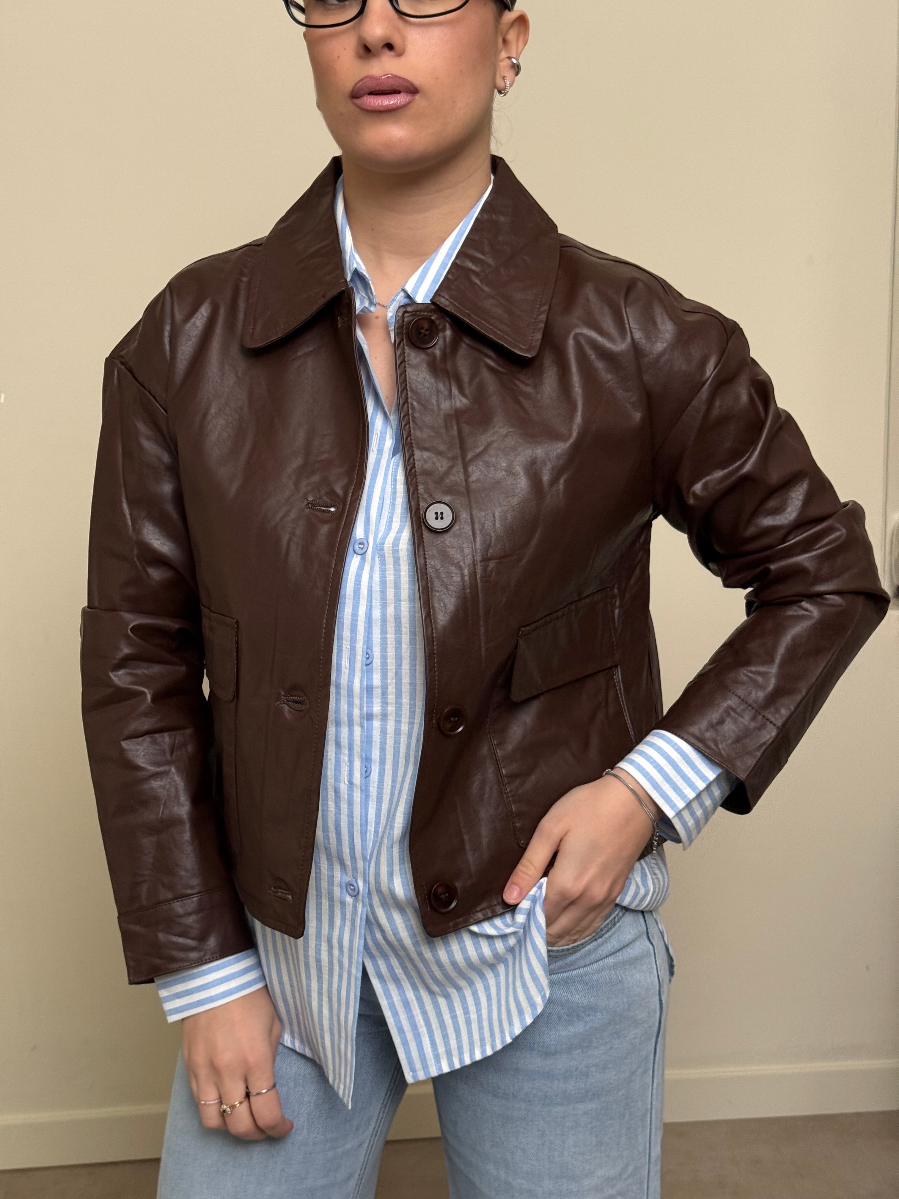 Giacca ecopelle cioccolato