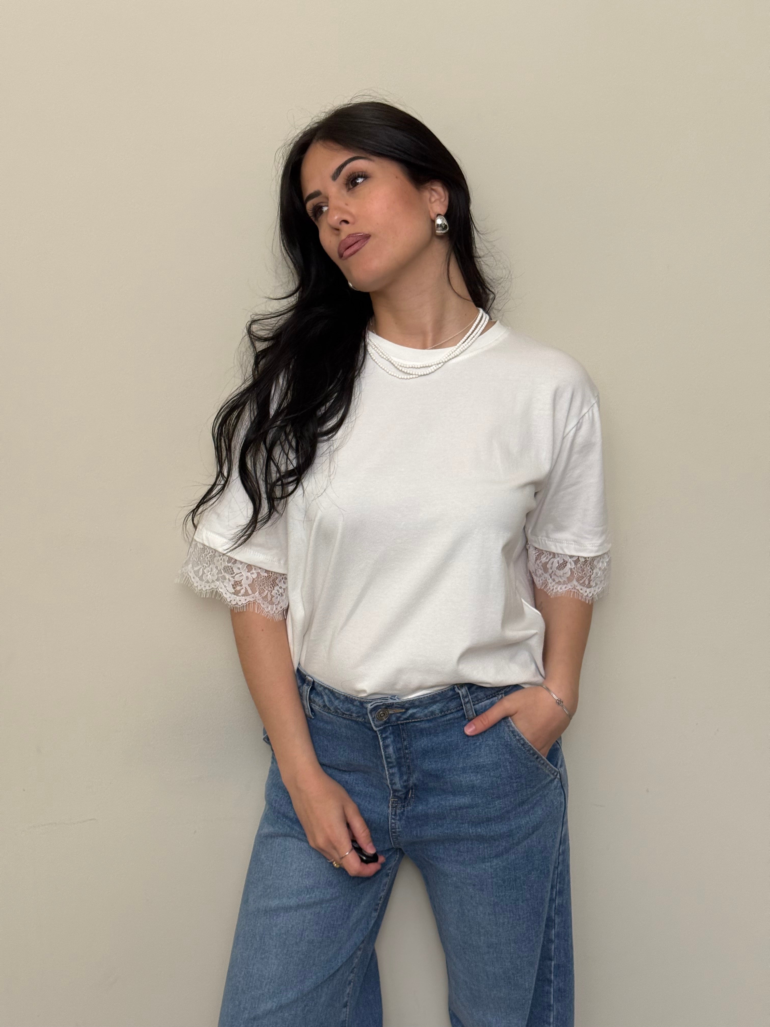 T-shirt pizzo bianco freddo