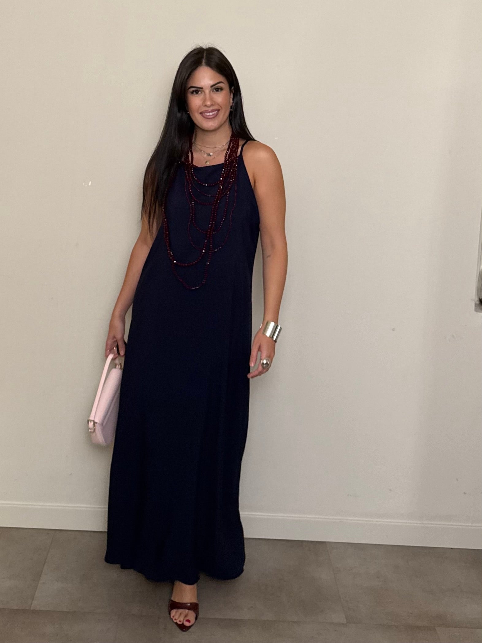 Abito basic viscosa blu