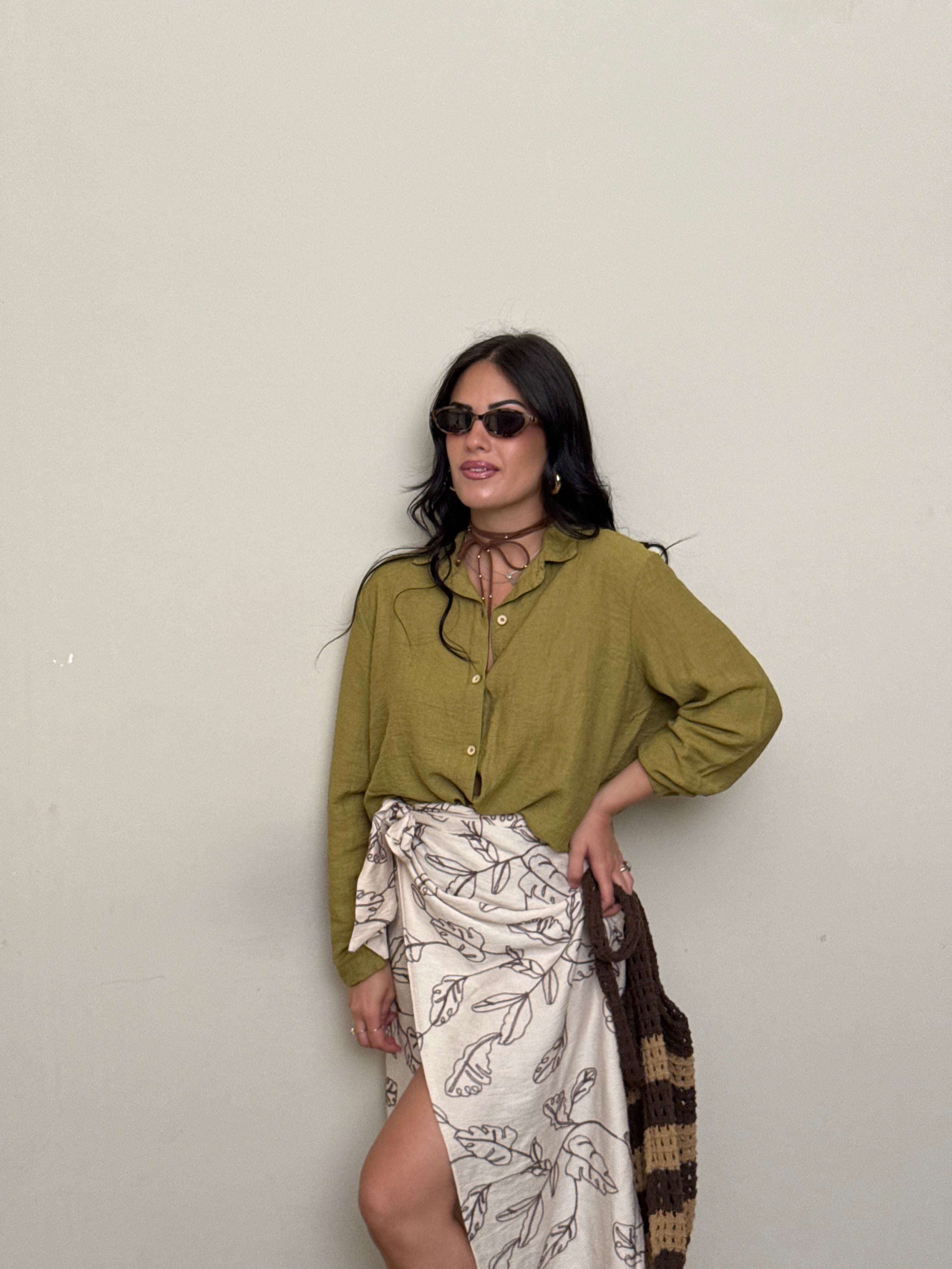 Camicia tencel e lino olio