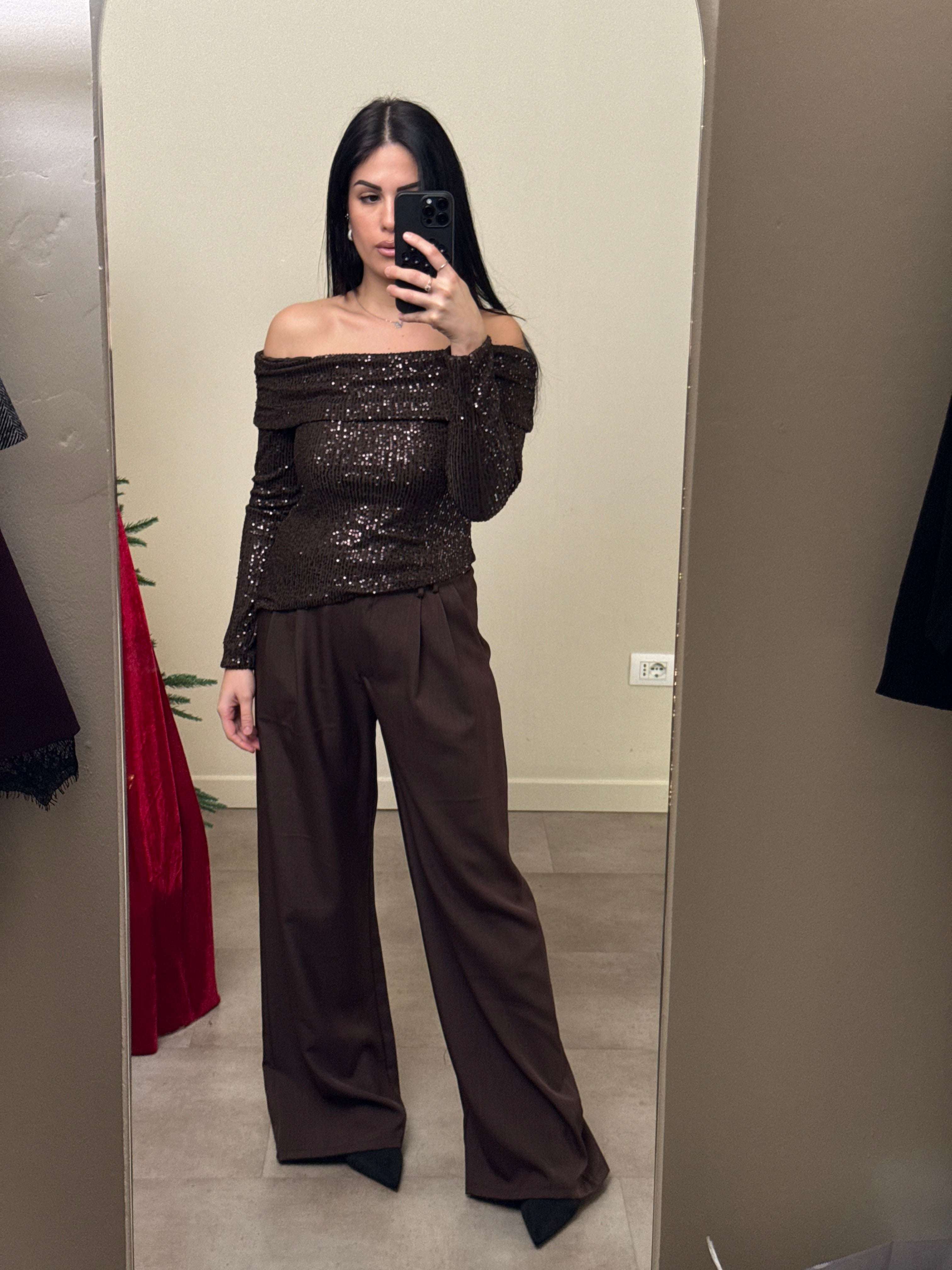 Maglia barchetta paillettes