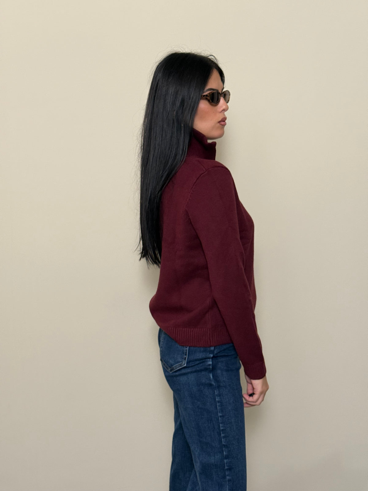 Maglioncino zip bordeaux