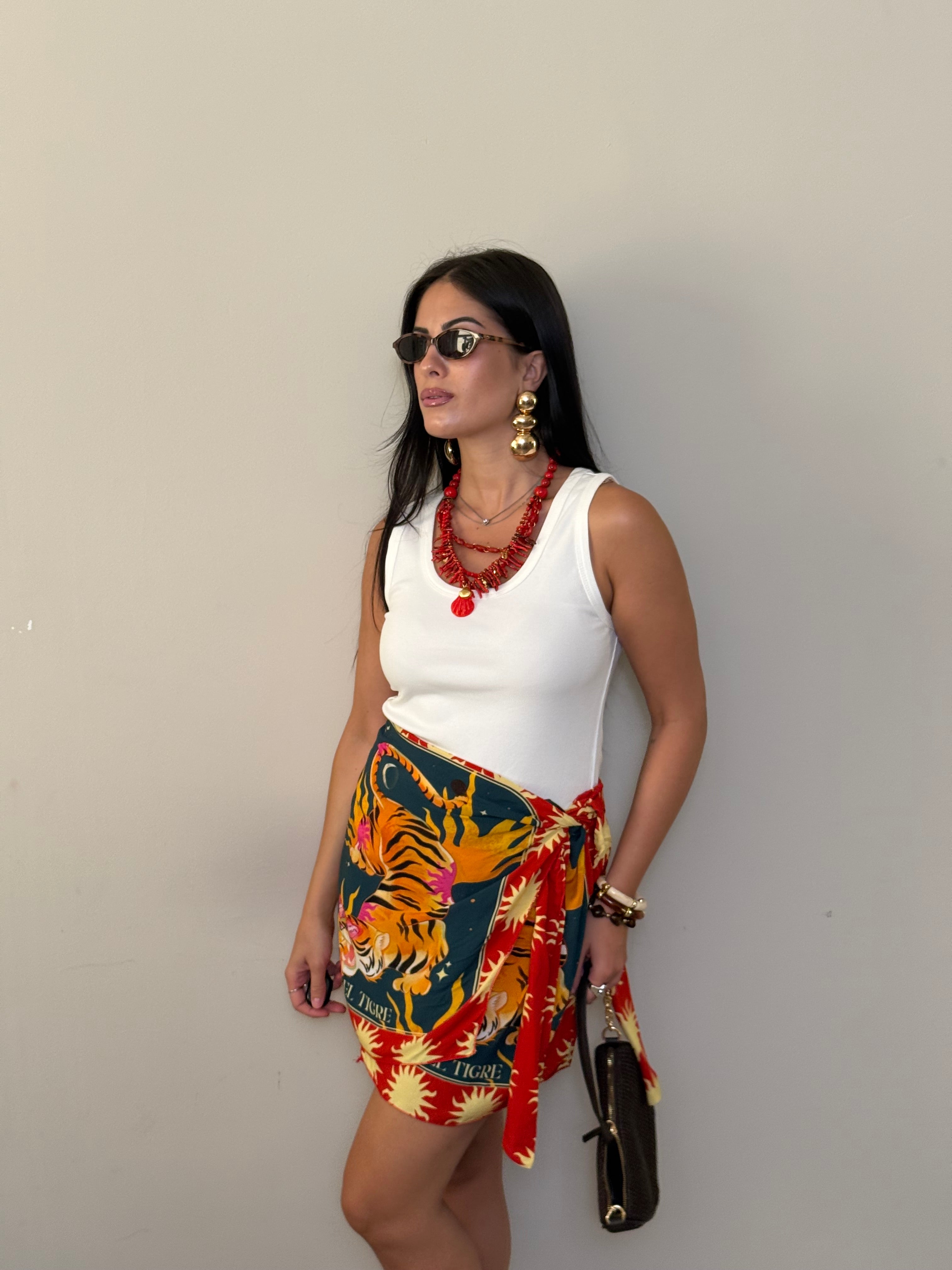 Pareo corto tigre rosso