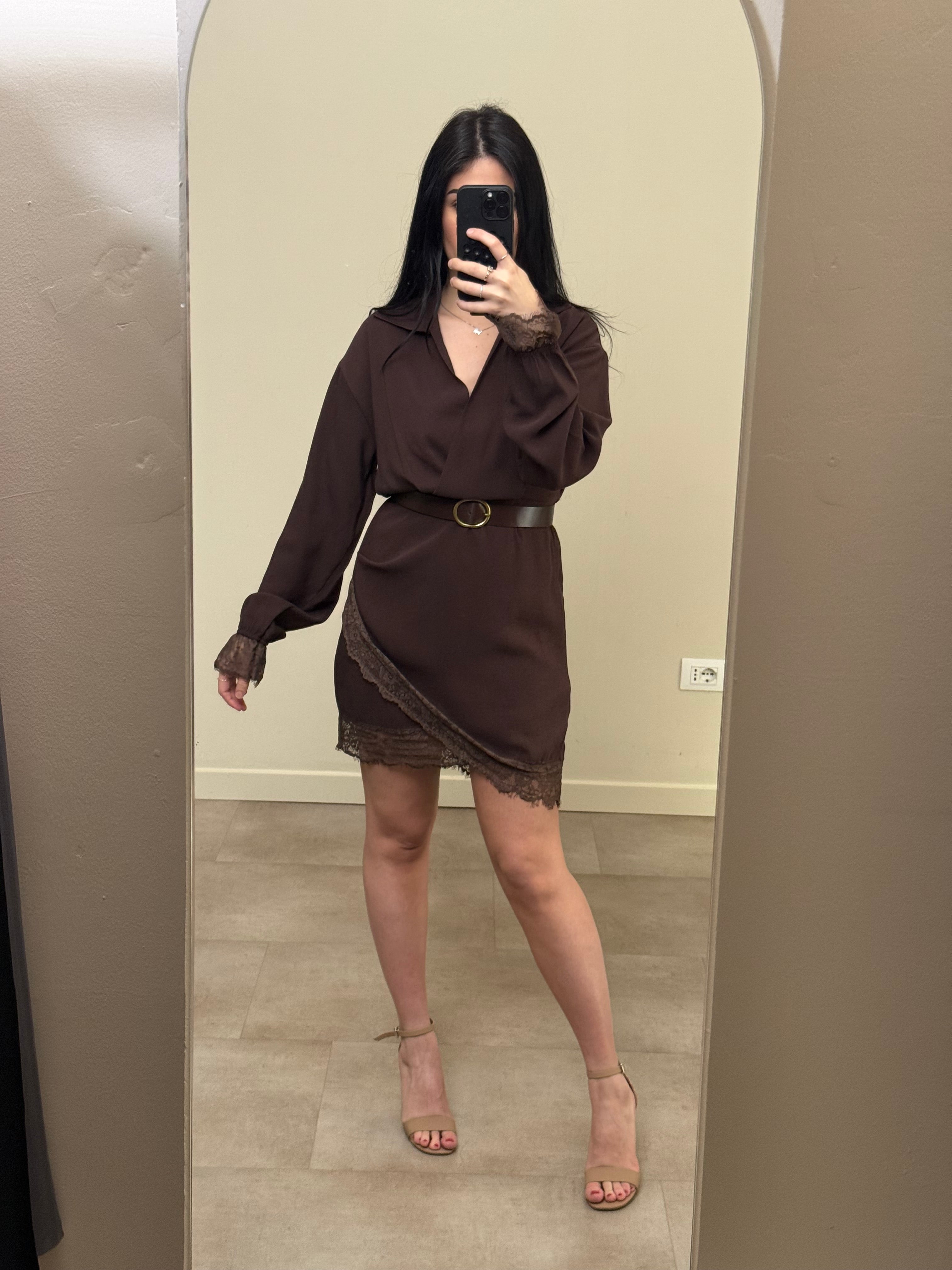 Mini dress pizzo cioccolato