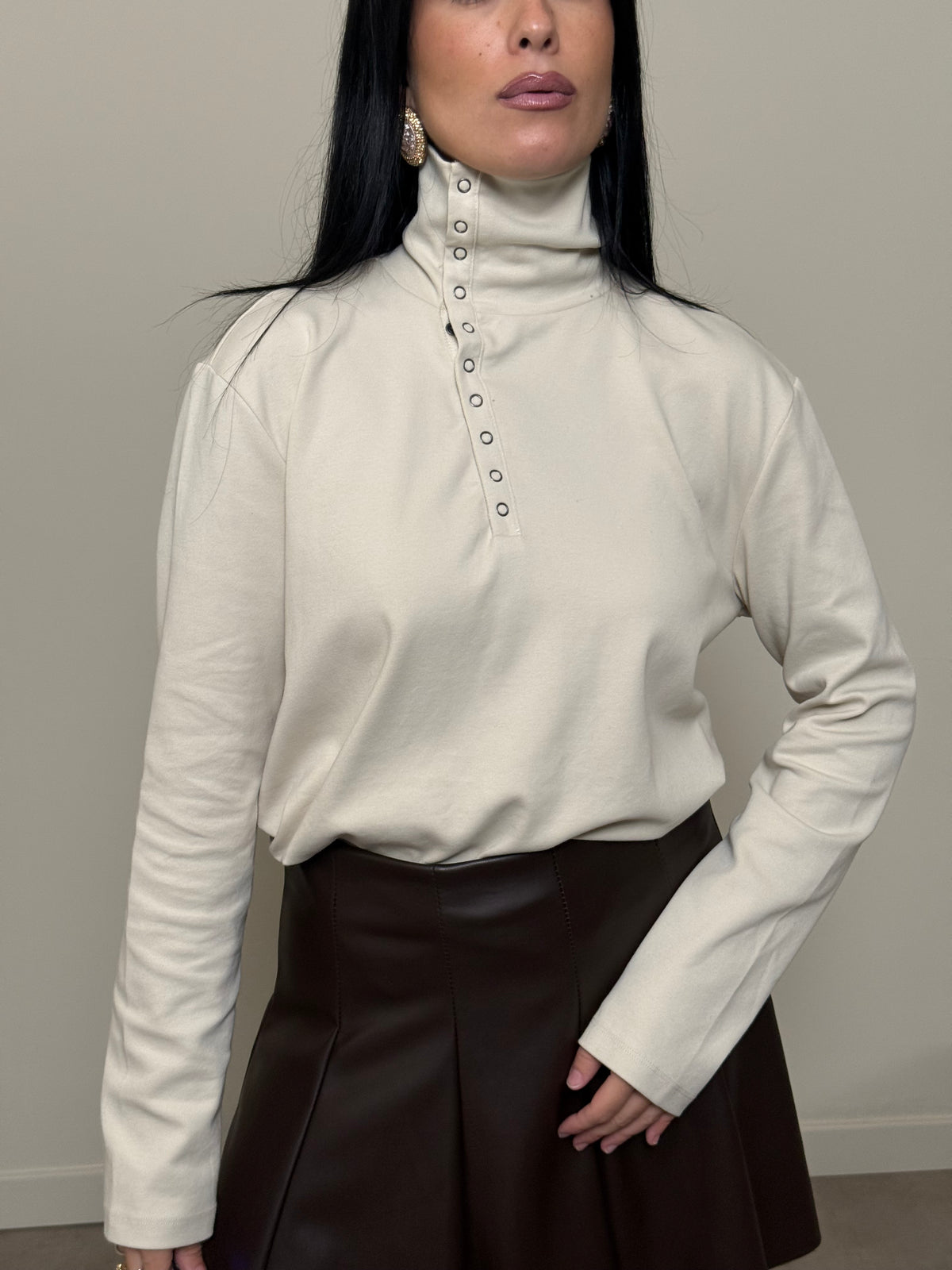 Maglia bottoni panna Lumina