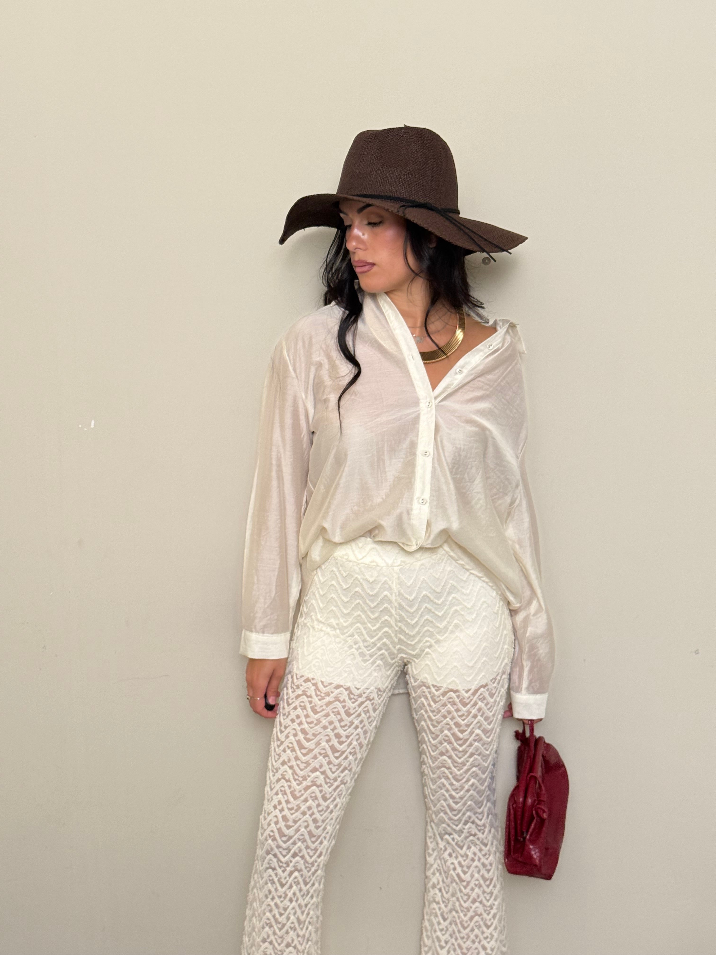 Pantalone a zampa avorio