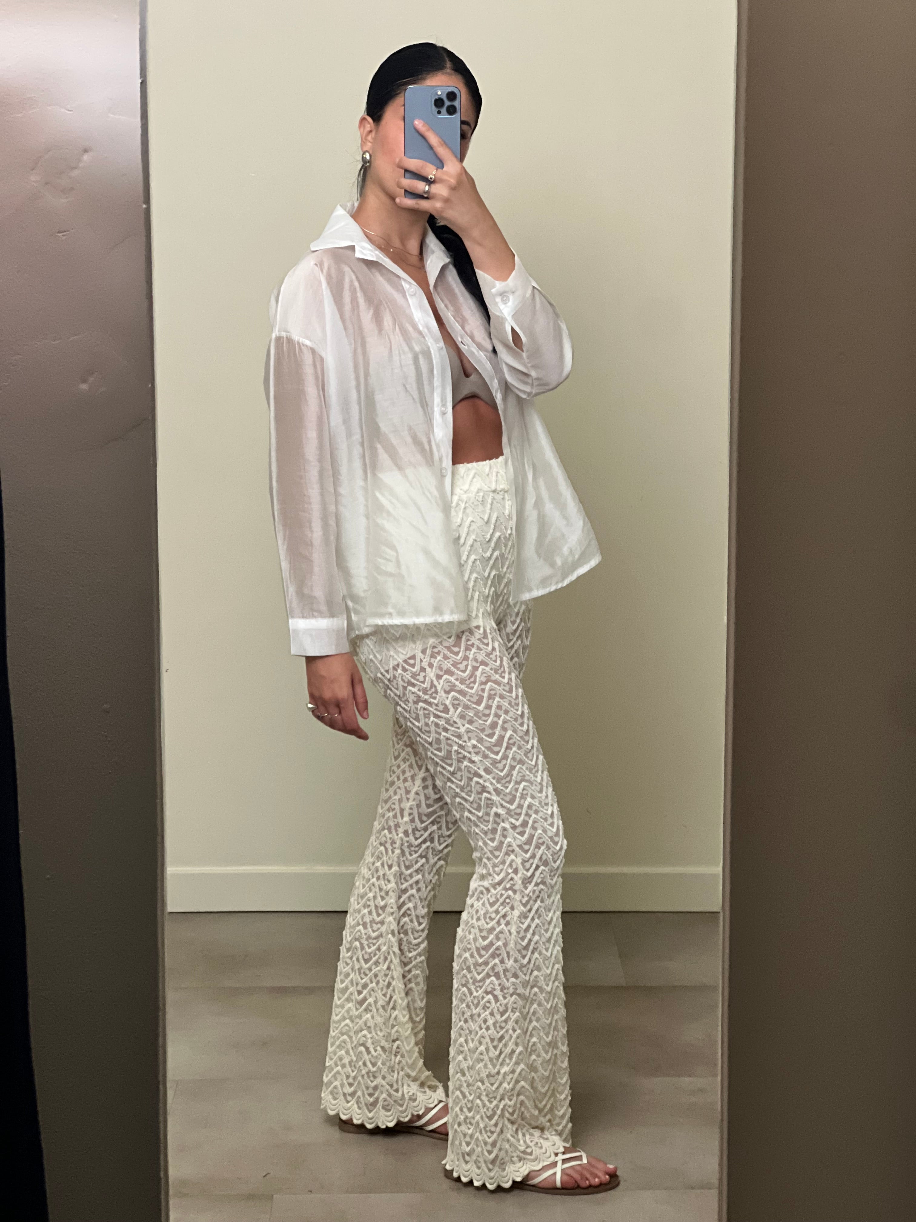 Pantalone bianco pizzo