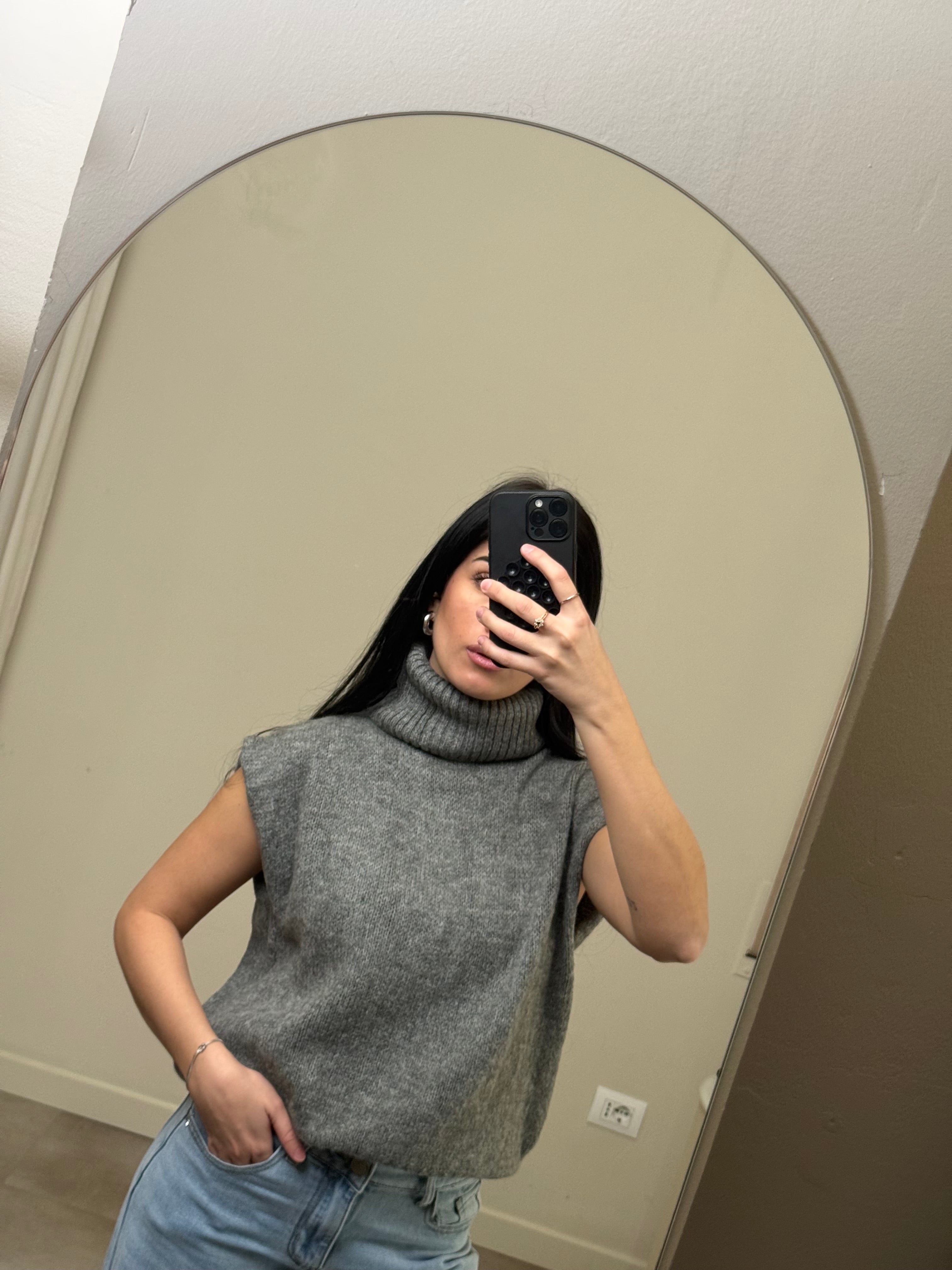 Gilet collo alto lana e alpaca