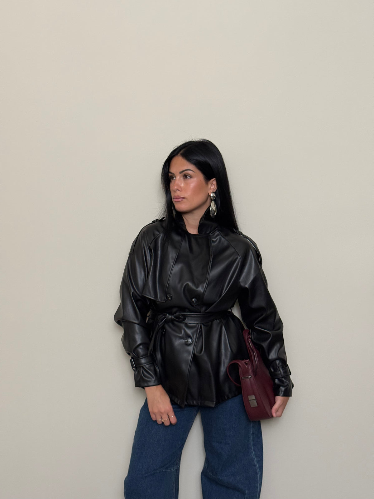 Trench ecopelle nero