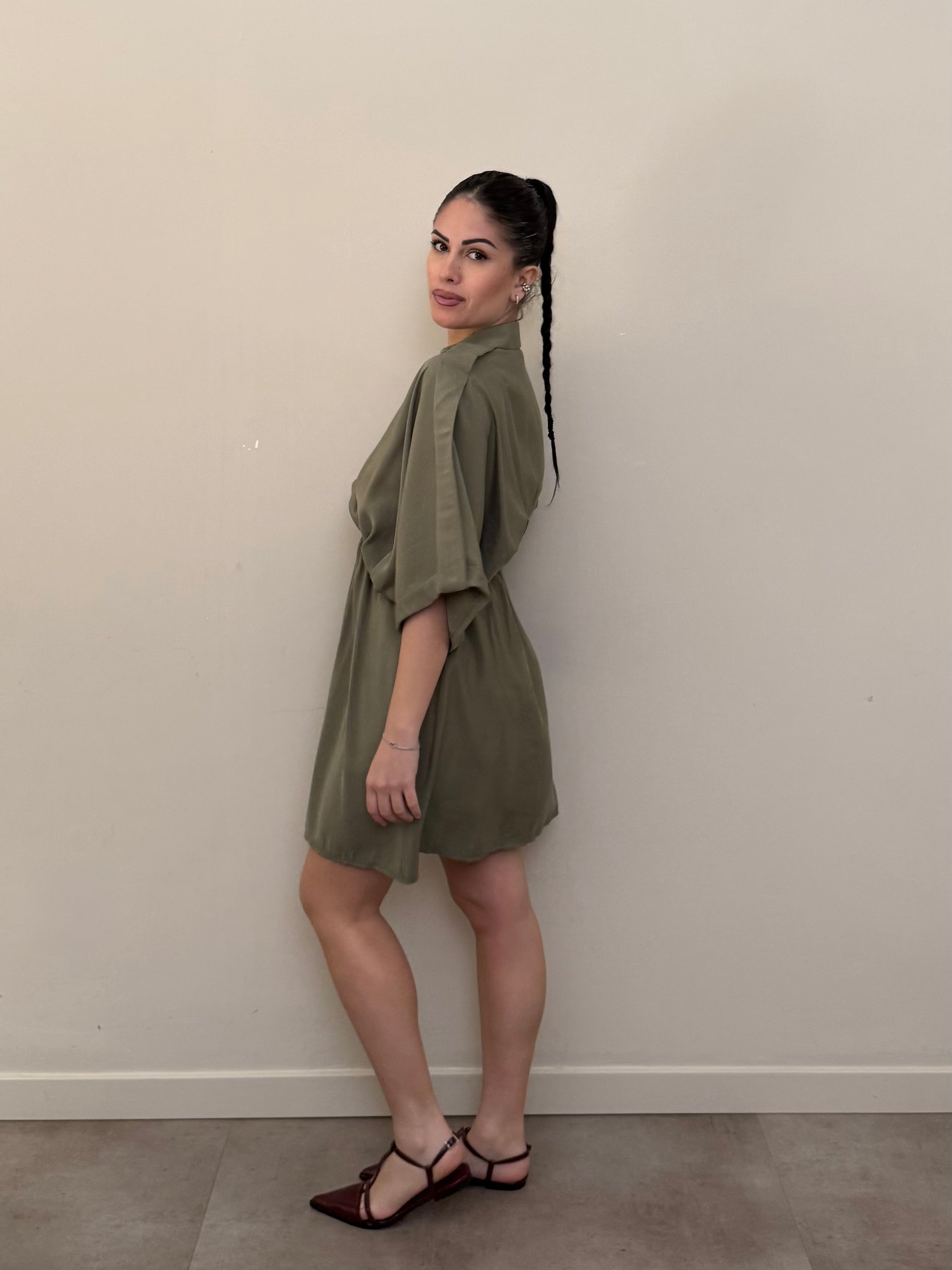 Dress viscosa verde oliva