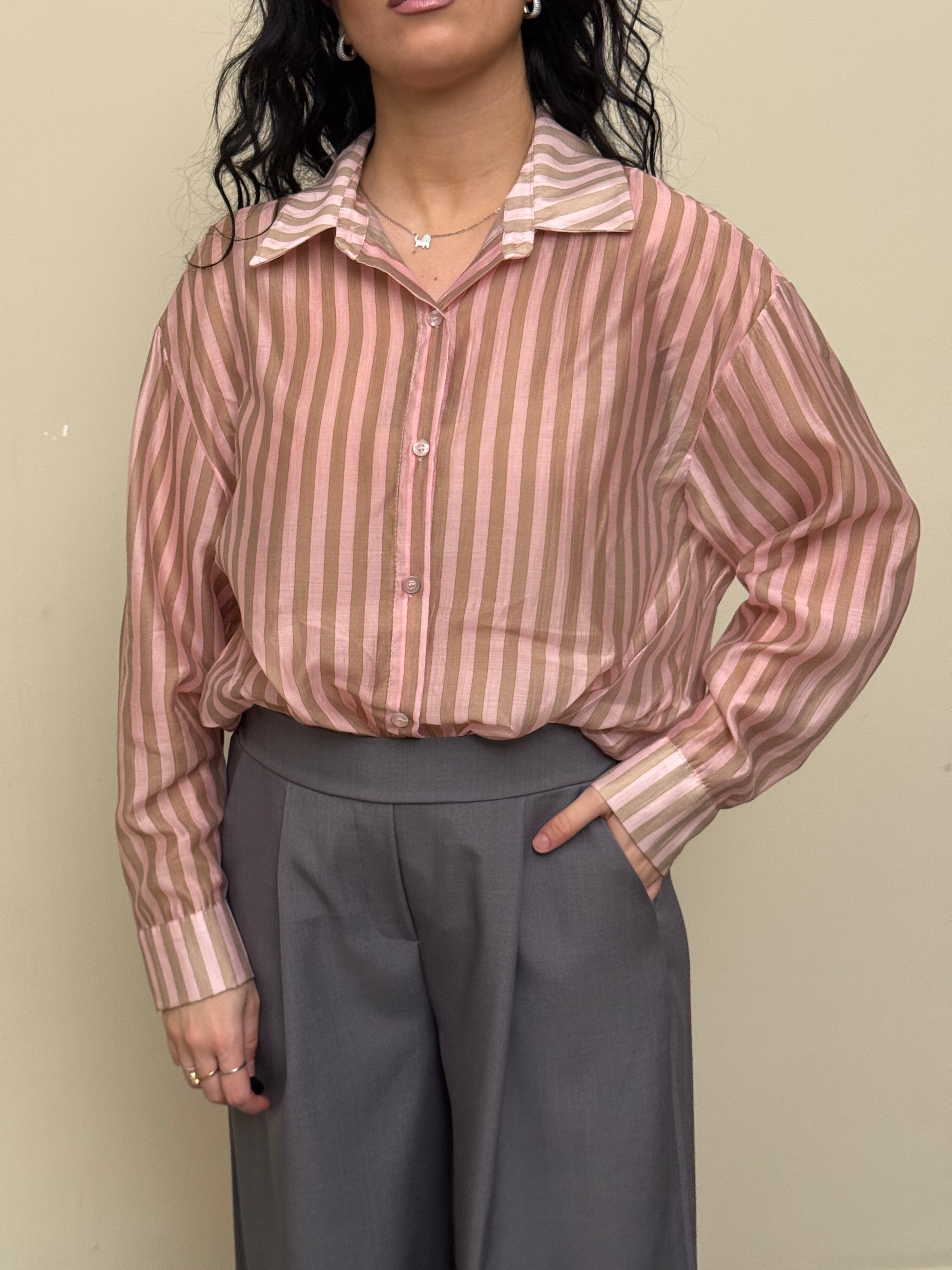 Camicia a righe rosa caldo