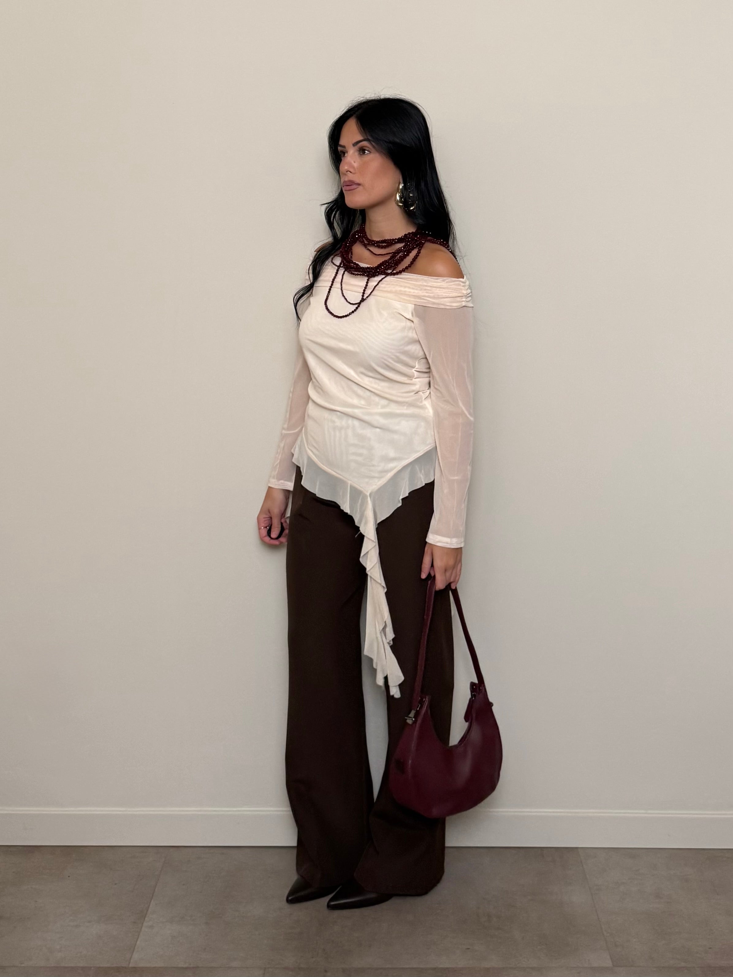 Pantalone palazzo basic cioccolato