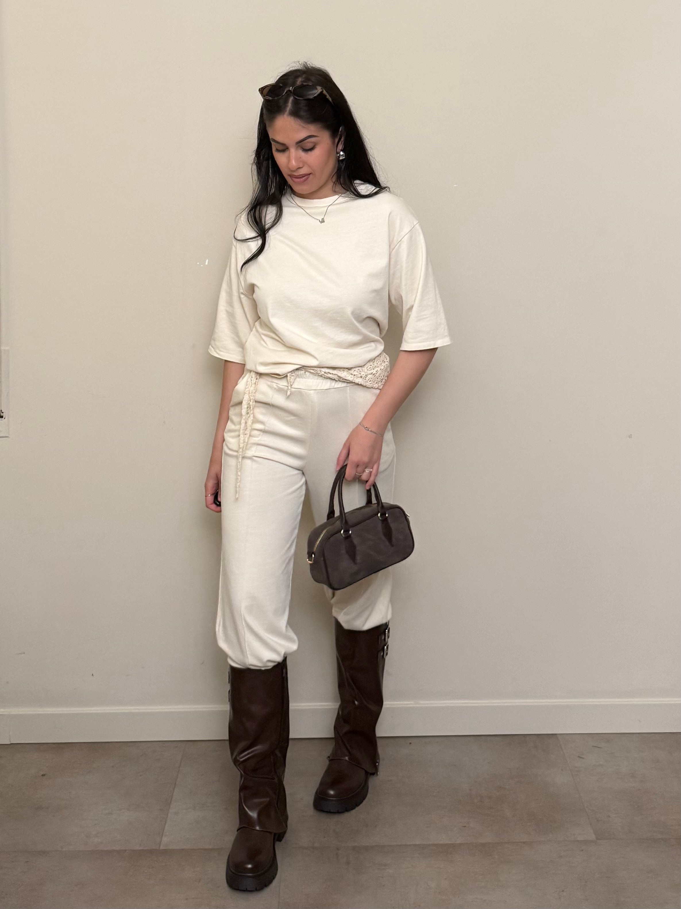 Coordinato tuta foulard panna
