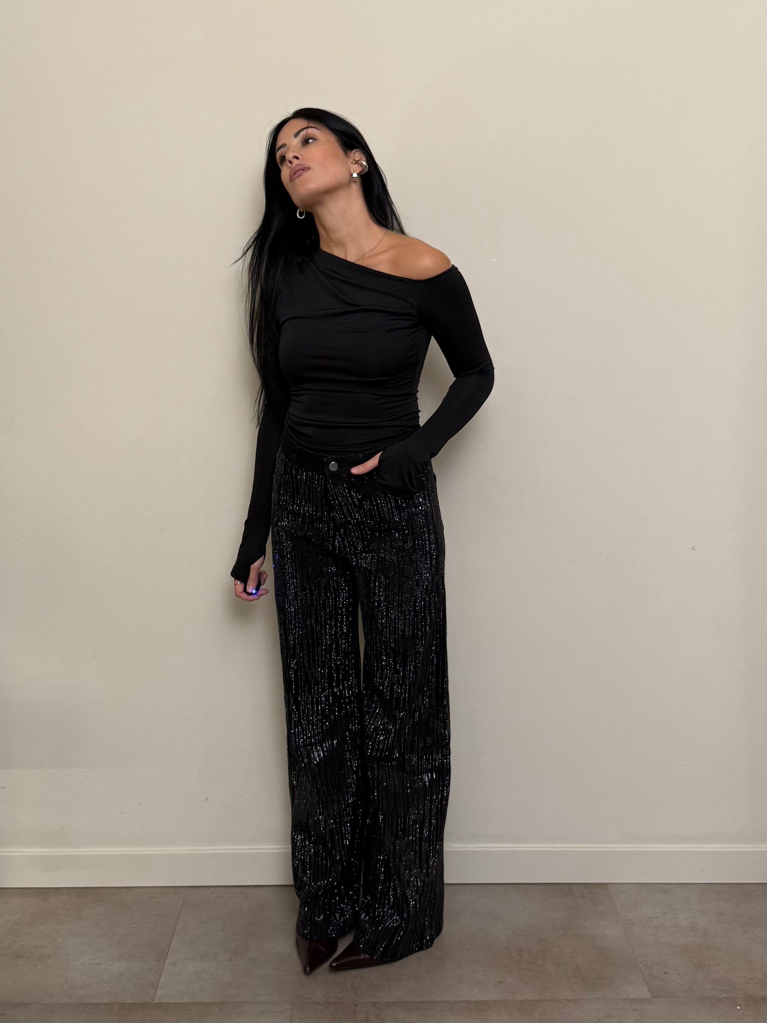 Jeans glitter nero