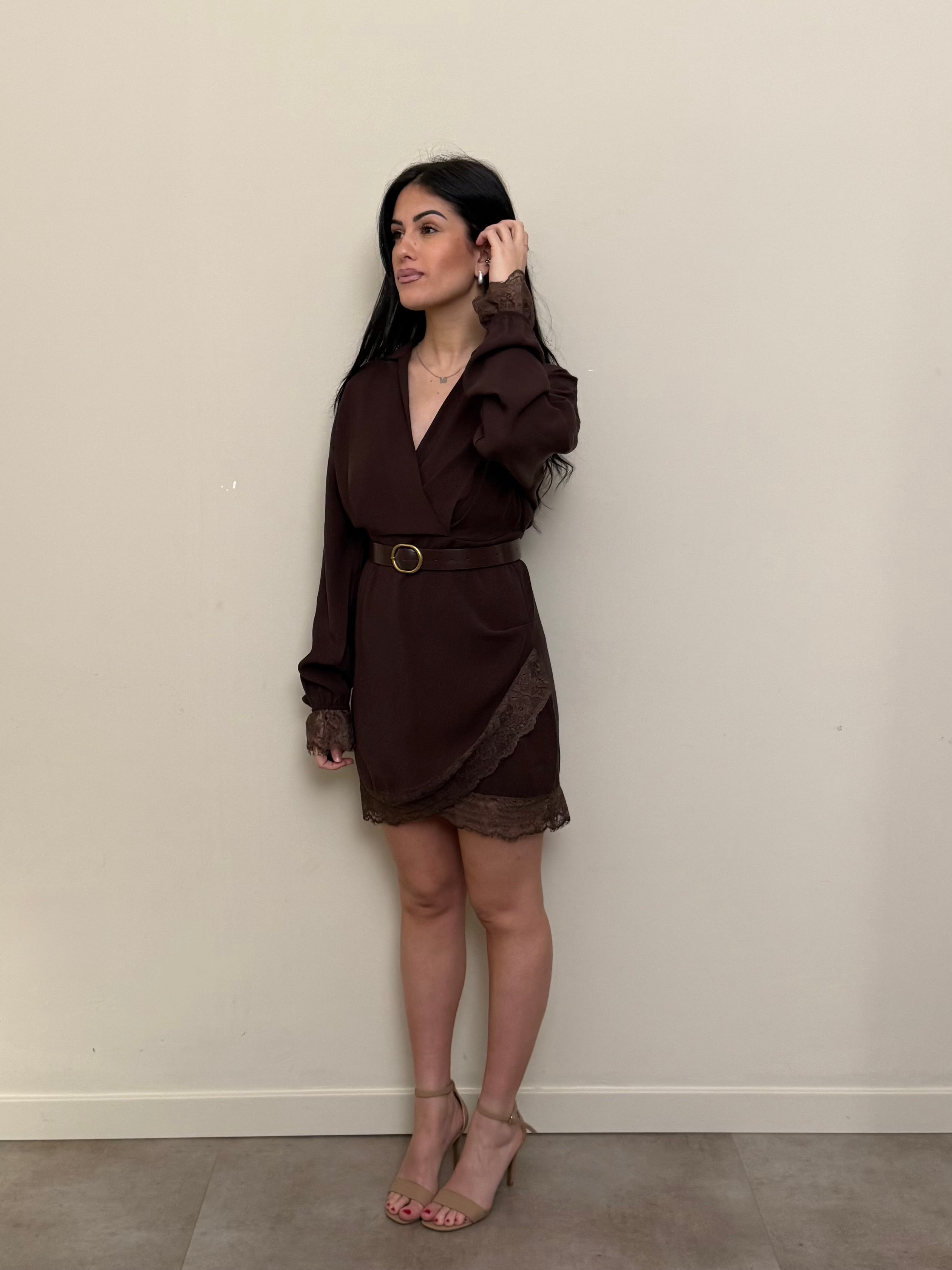 Mini dress pizzo cioccolato