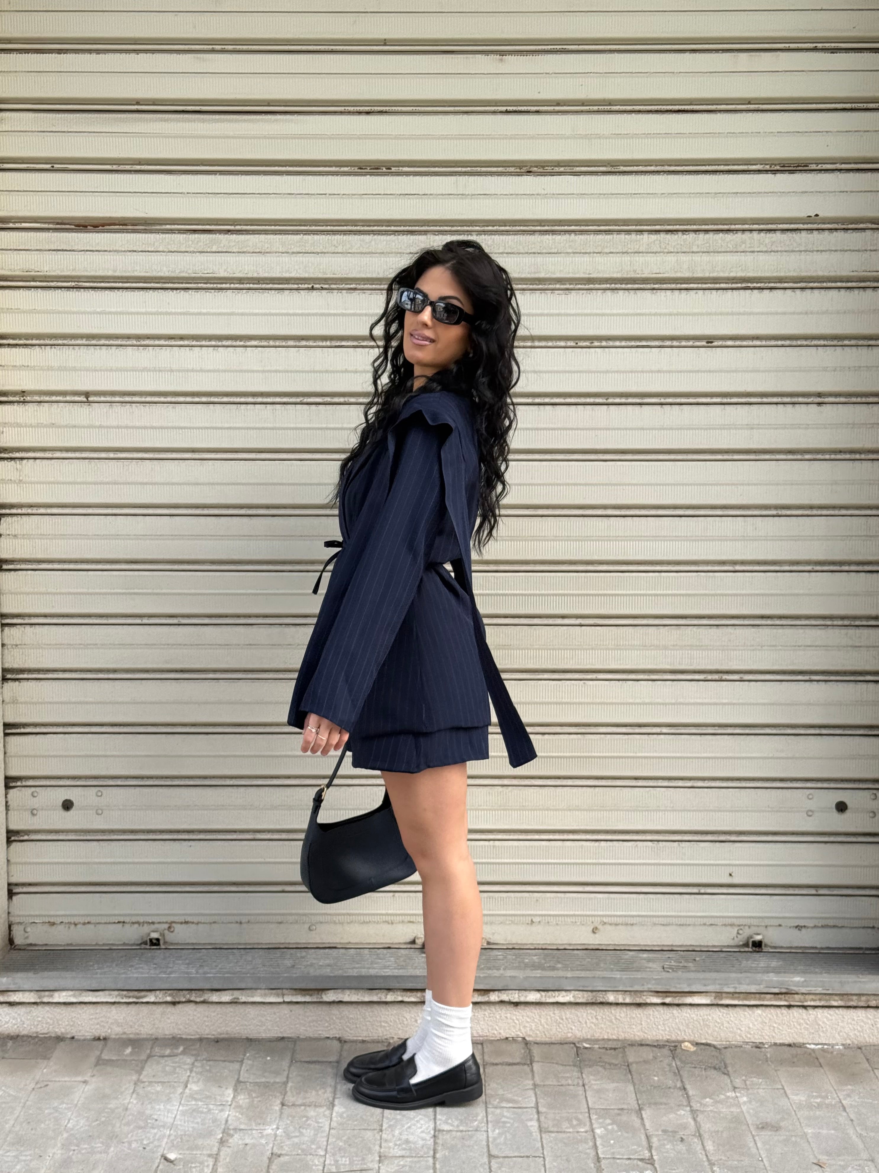 Coordinato gessato blu