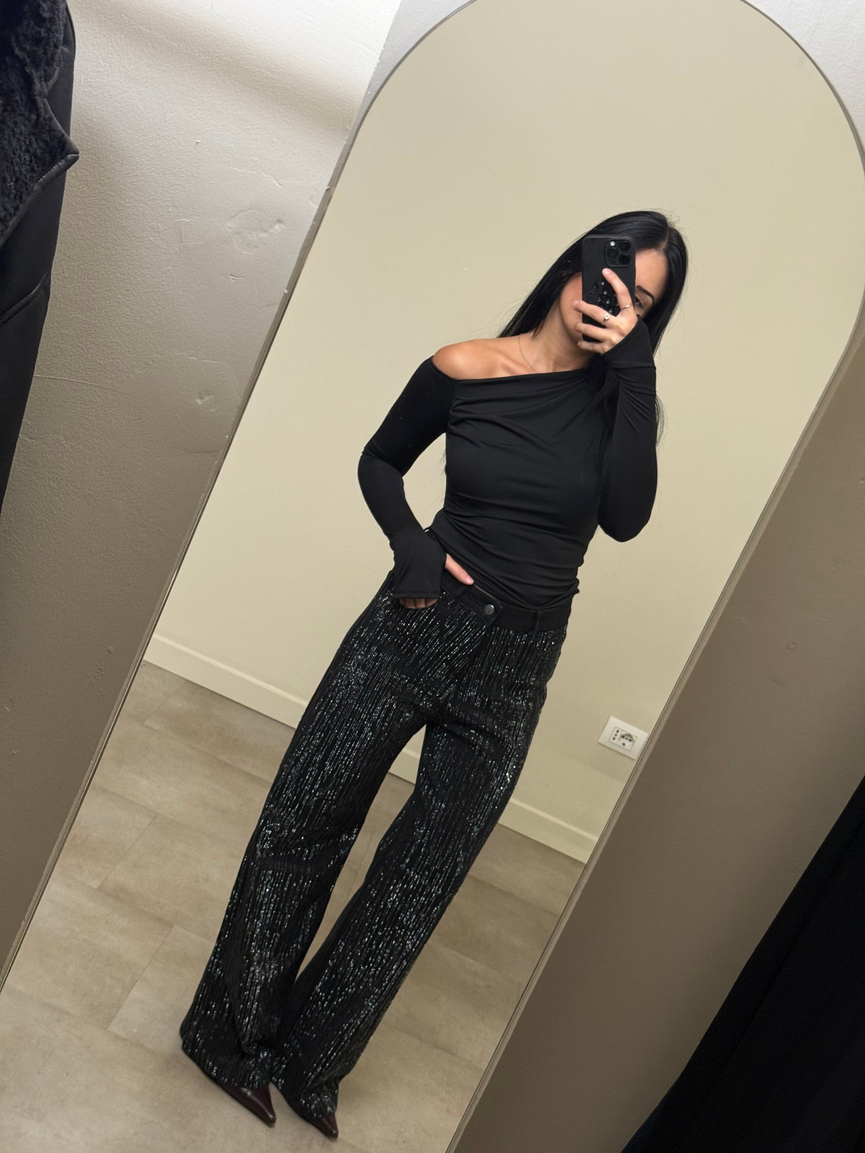 Jeans glitter nero