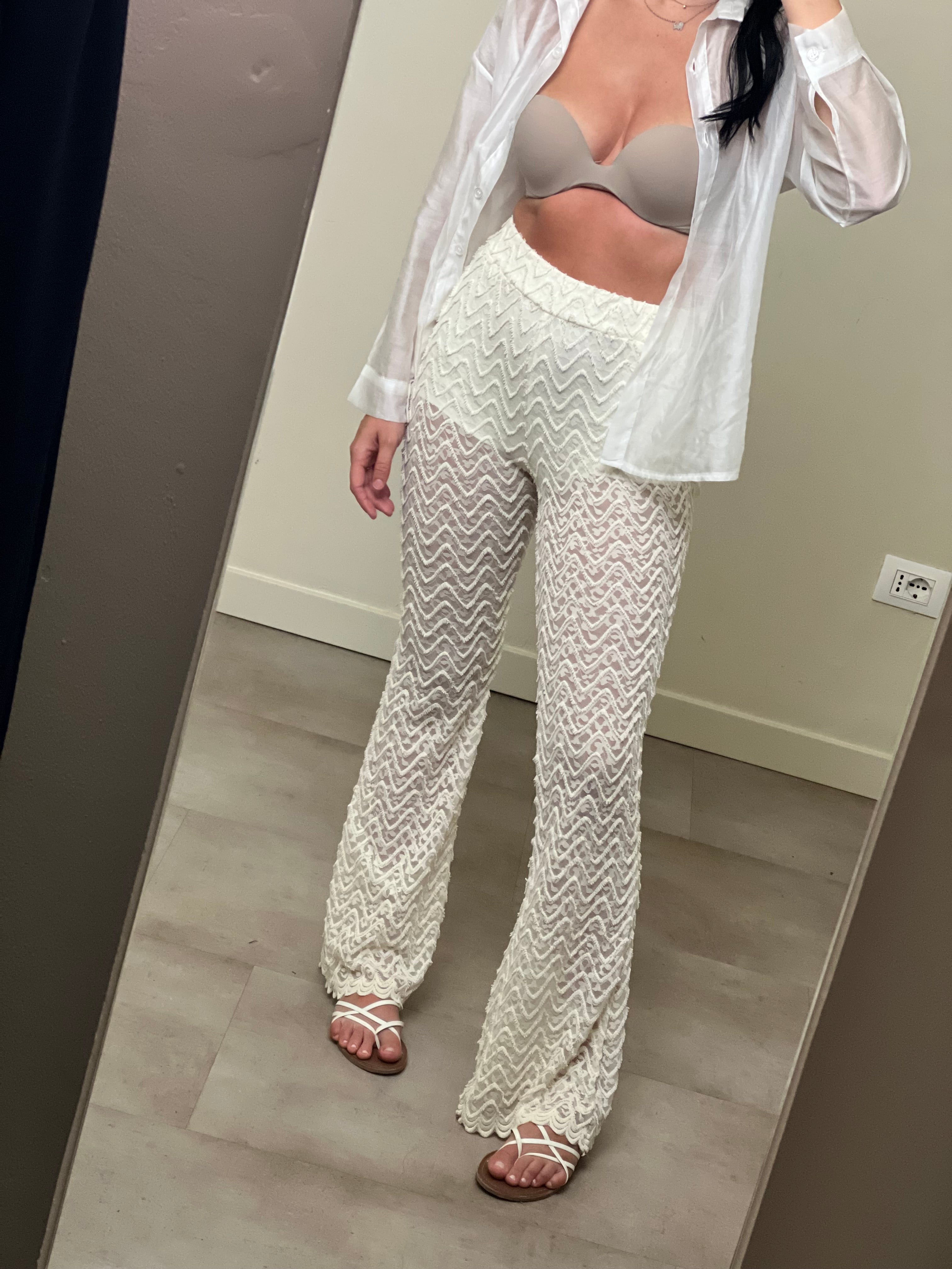 Pantalone bianco pizzo
