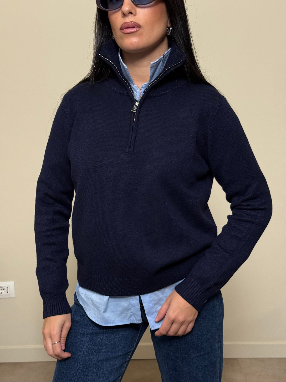 Maglioncino zip blu