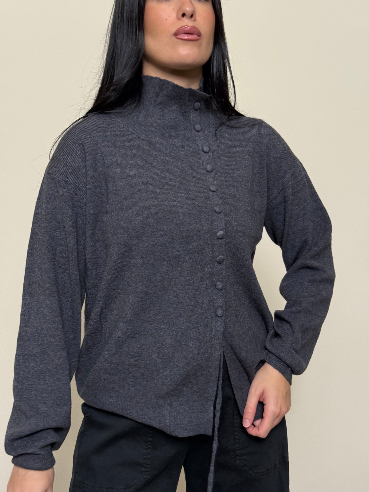 Cardigan bottoni grigio