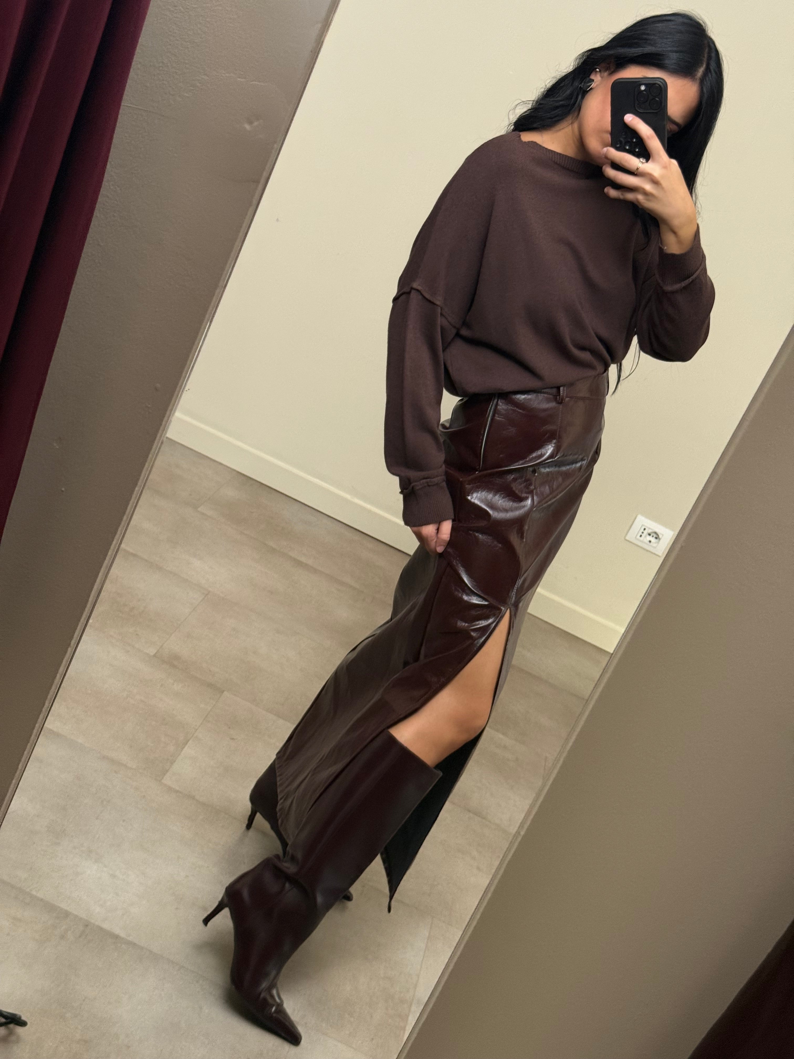 Gonna ecopelle zip