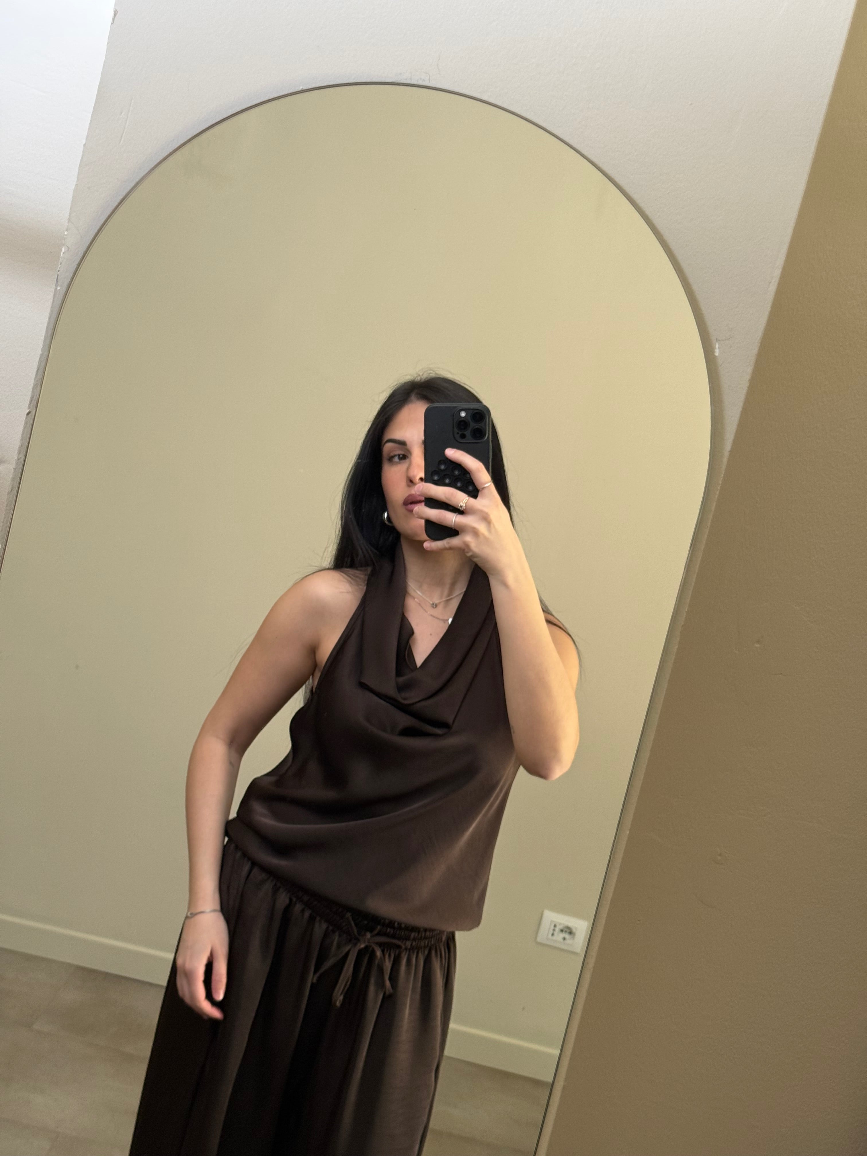 Coordinato satin marrone freddo