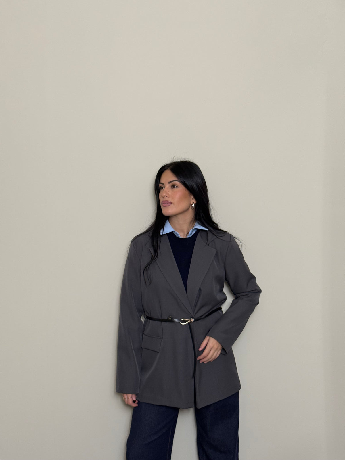 Blazer cintura grigio