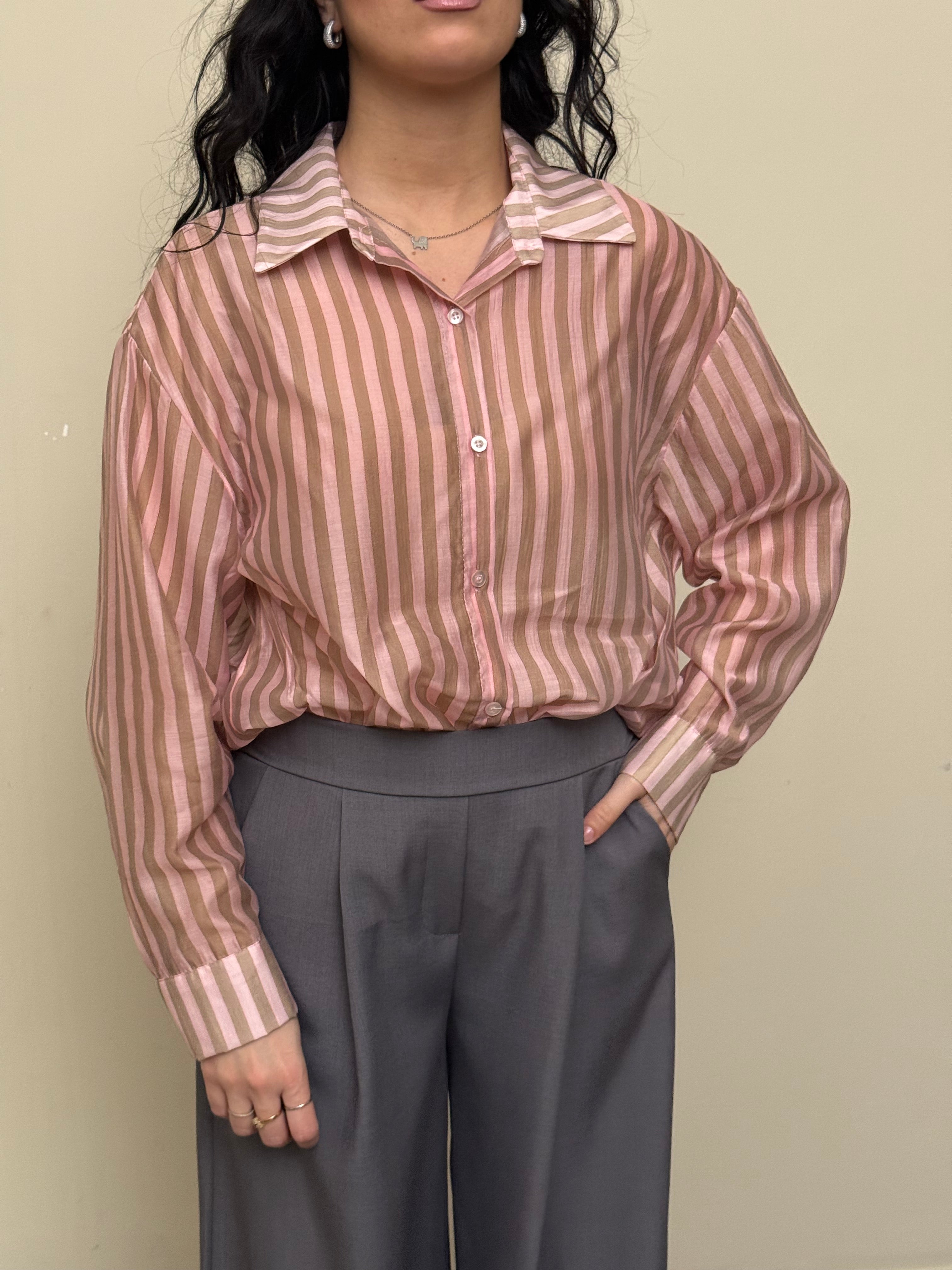 Camicia a righe rosa caldo